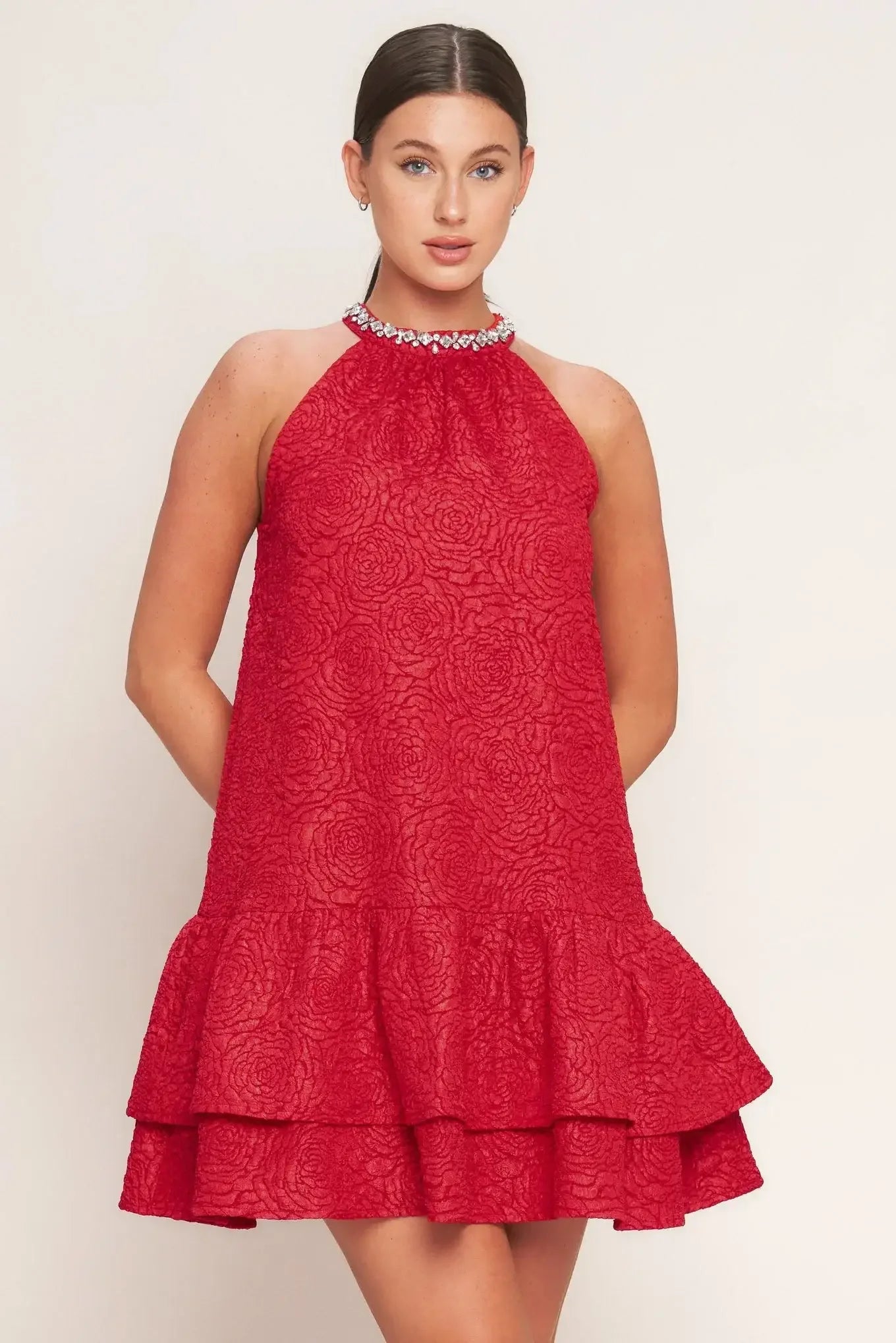 Red lace dress