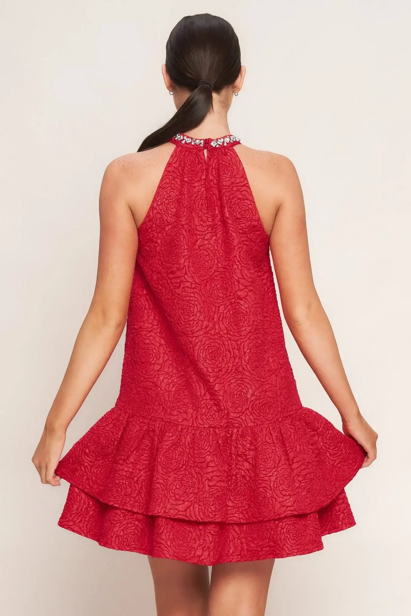 Red lace dress