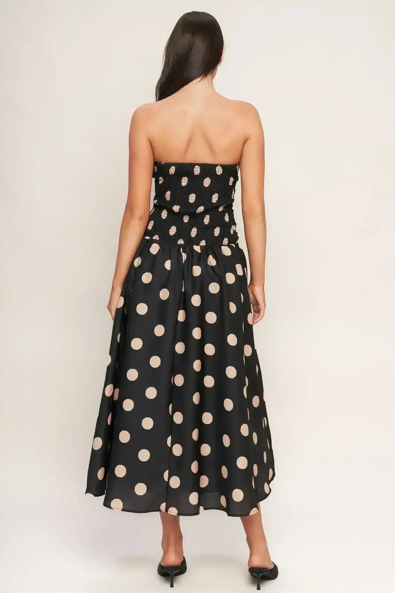 SPOTLIGHT HOUR POLKA DOT MIDI DRESS