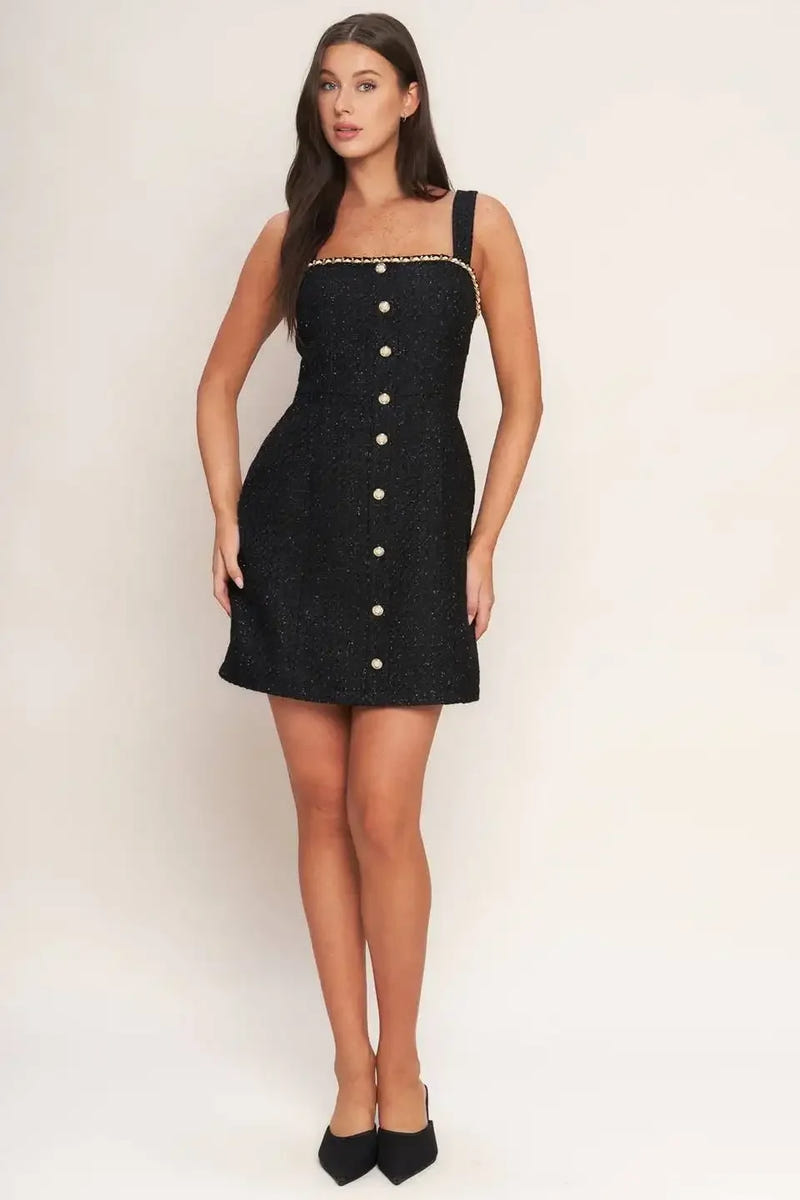 MONACO HOUR BLACK TWEED MINI DRESS