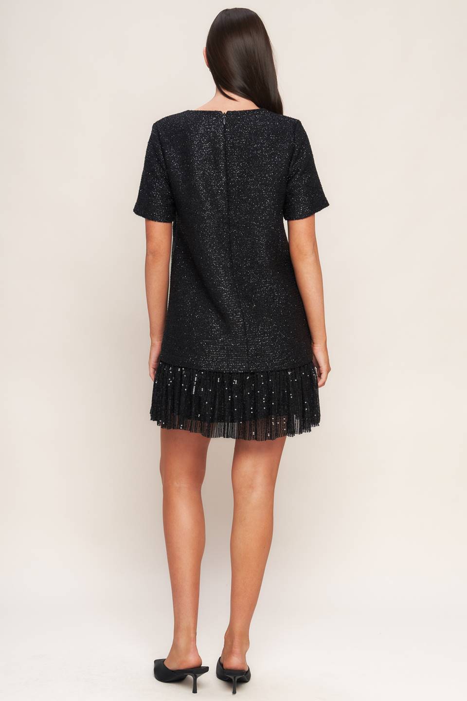 SPARK AFFAIR BLACK TWEED MINI DRESS