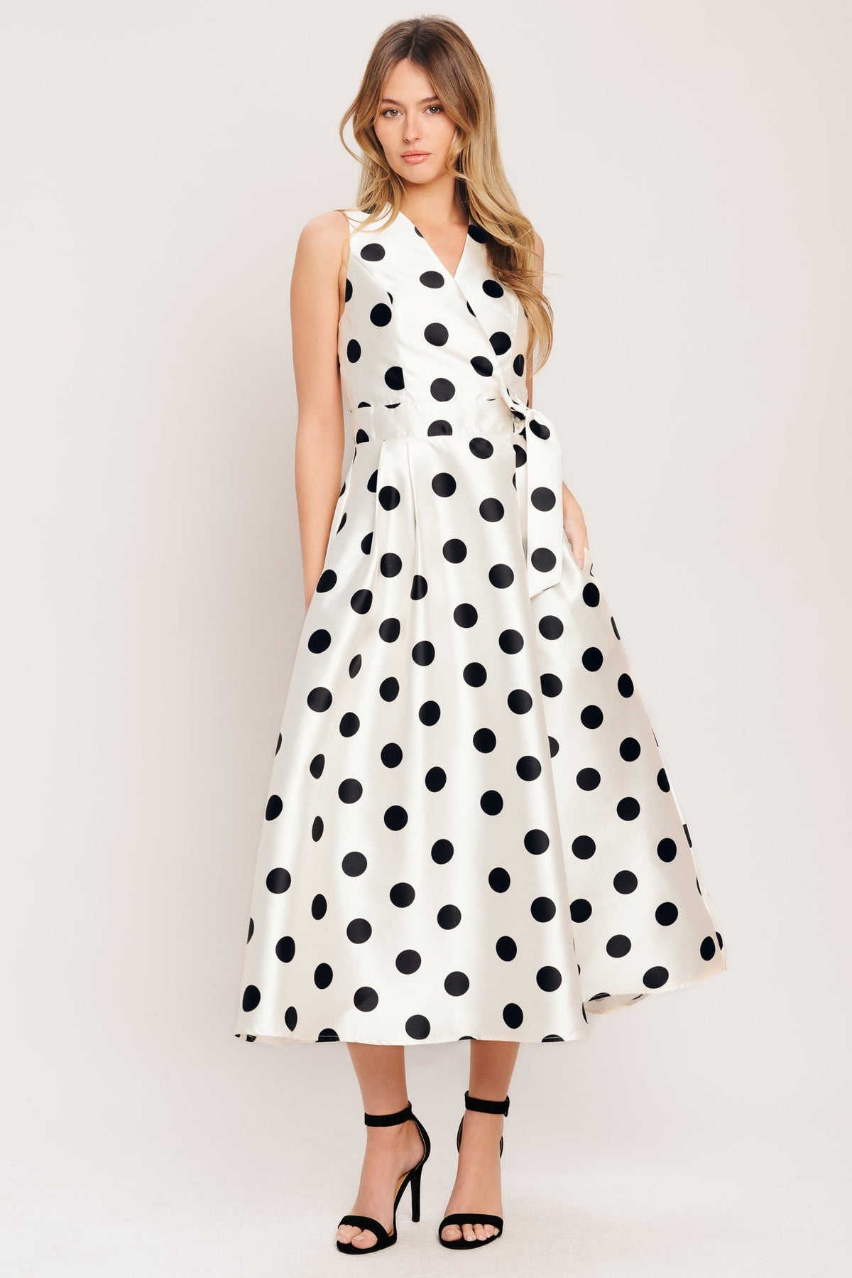 polka dot dress lady CAFÉ NOIR MIDI SCHL005953_G_XXL Mother of the Bride Neck Size:16-16.5