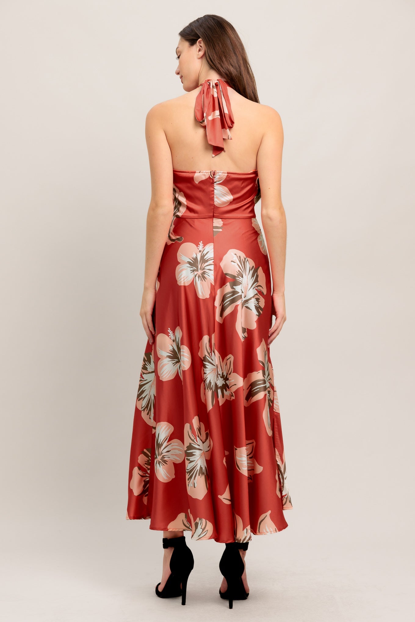 CAN’T LOOK AWAY CORAL RED MIDI DRESS