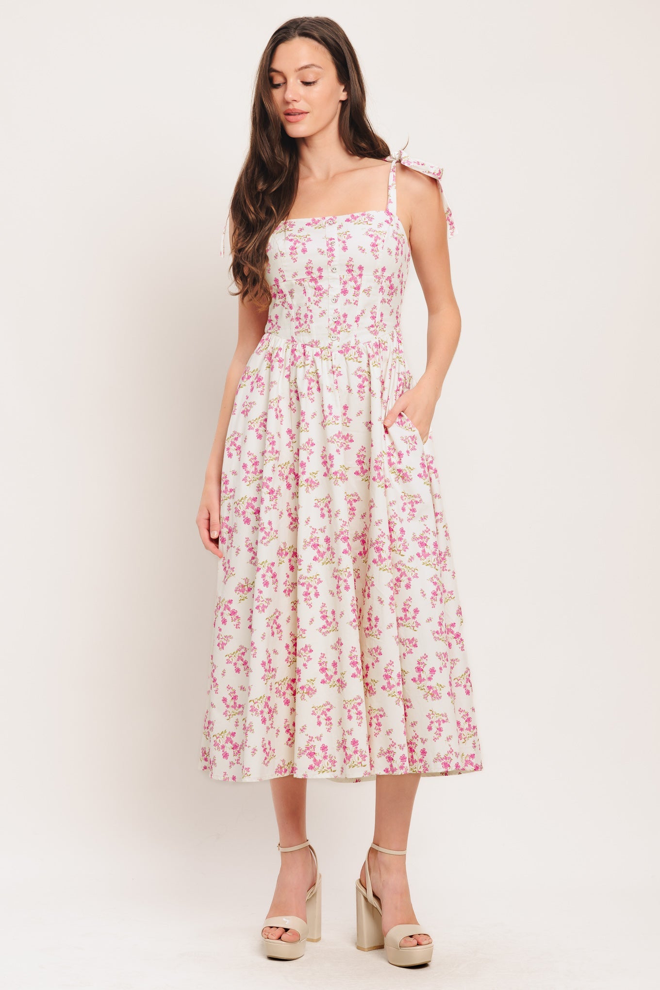 PETALS & PROMISES PINK MIDI DRESS