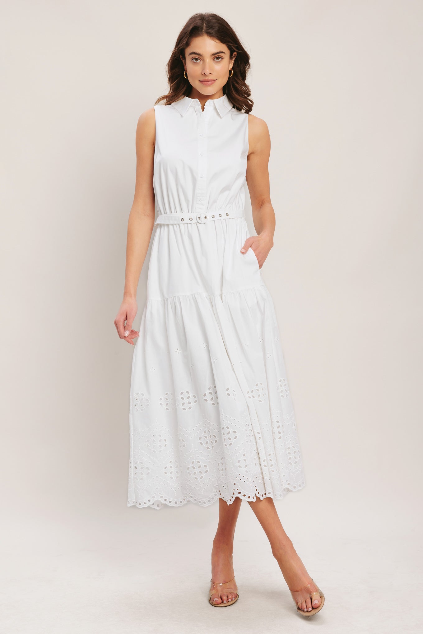 HAMPTONS SUMMER WHITE MIDI DRESS