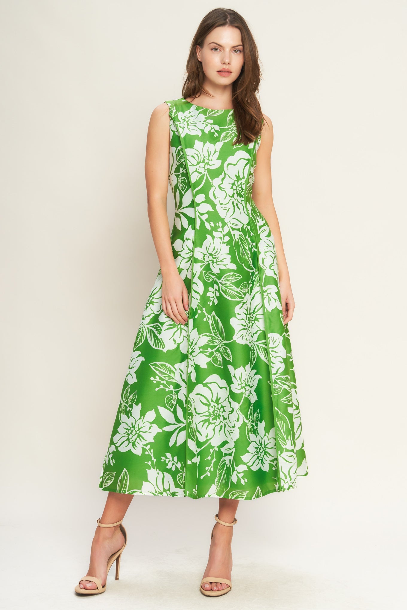 GARDEN GODDESS GREEN MIDI DRESS