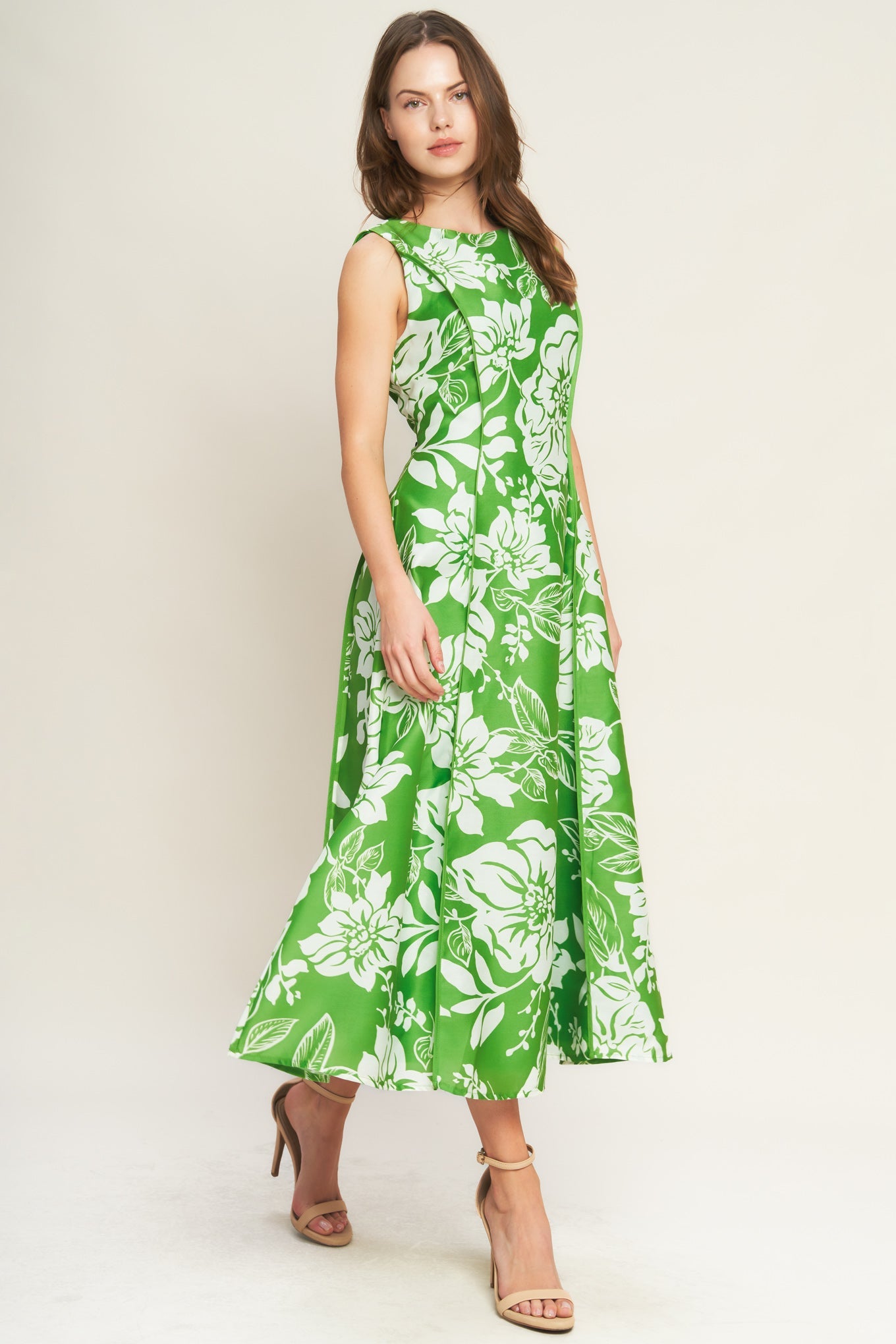 GARDEN GODDESS GREEN MIDI DRESS