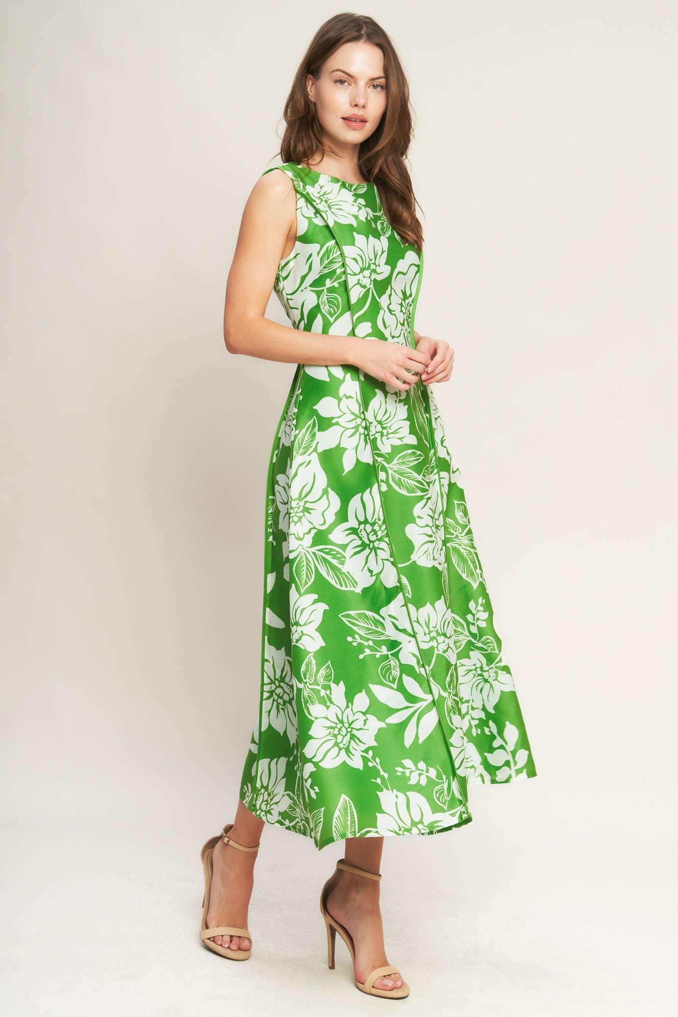 GARDEN GODDESS GREEN MIDI DRESS