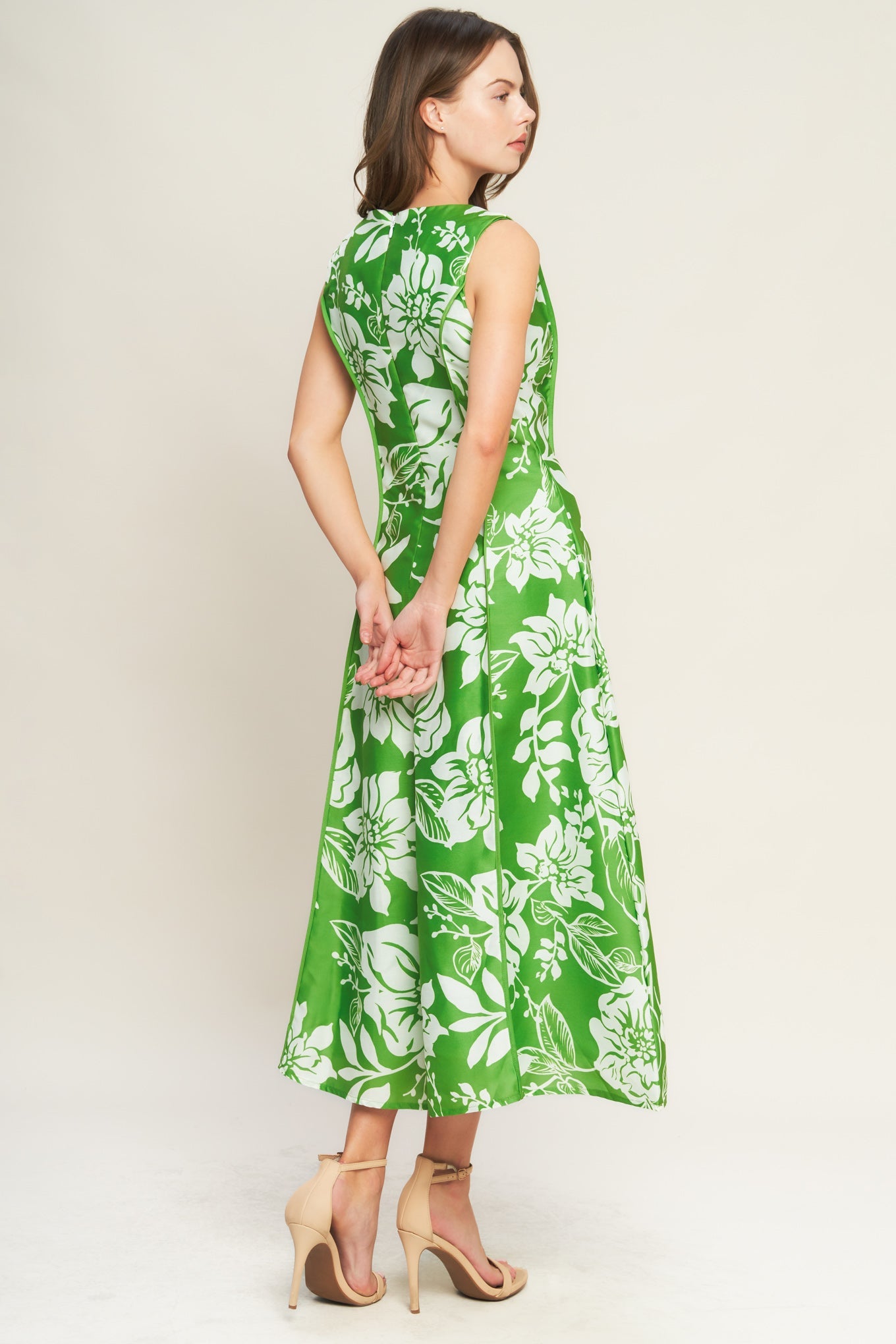 GARDEN GODDESS GREEN MIDI DRESS