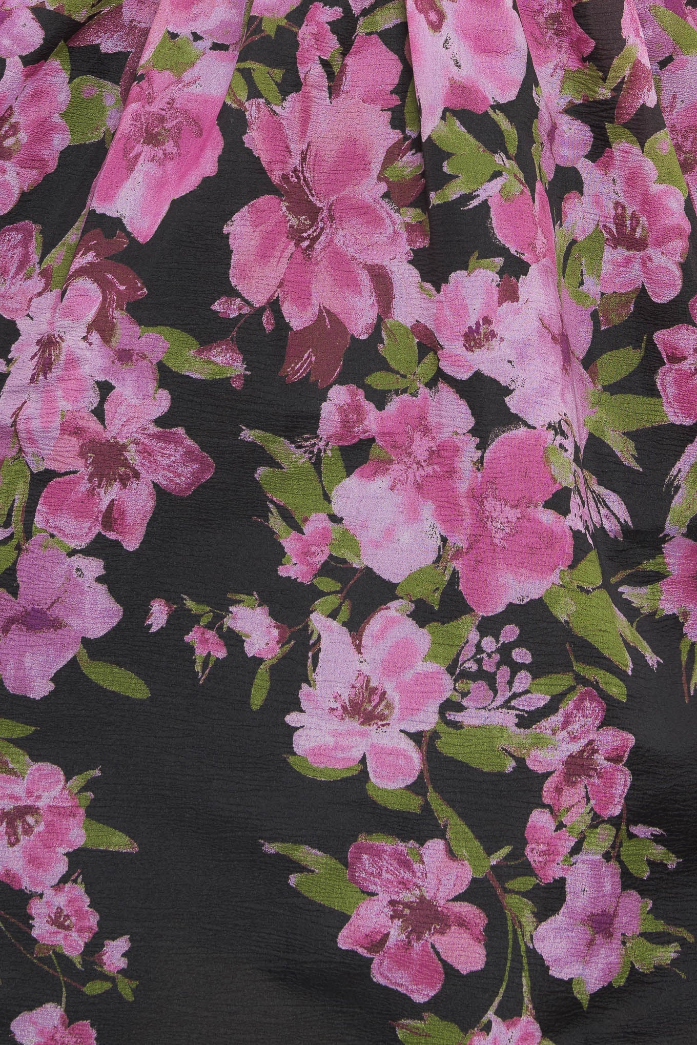 Black dress with pink floral patterns