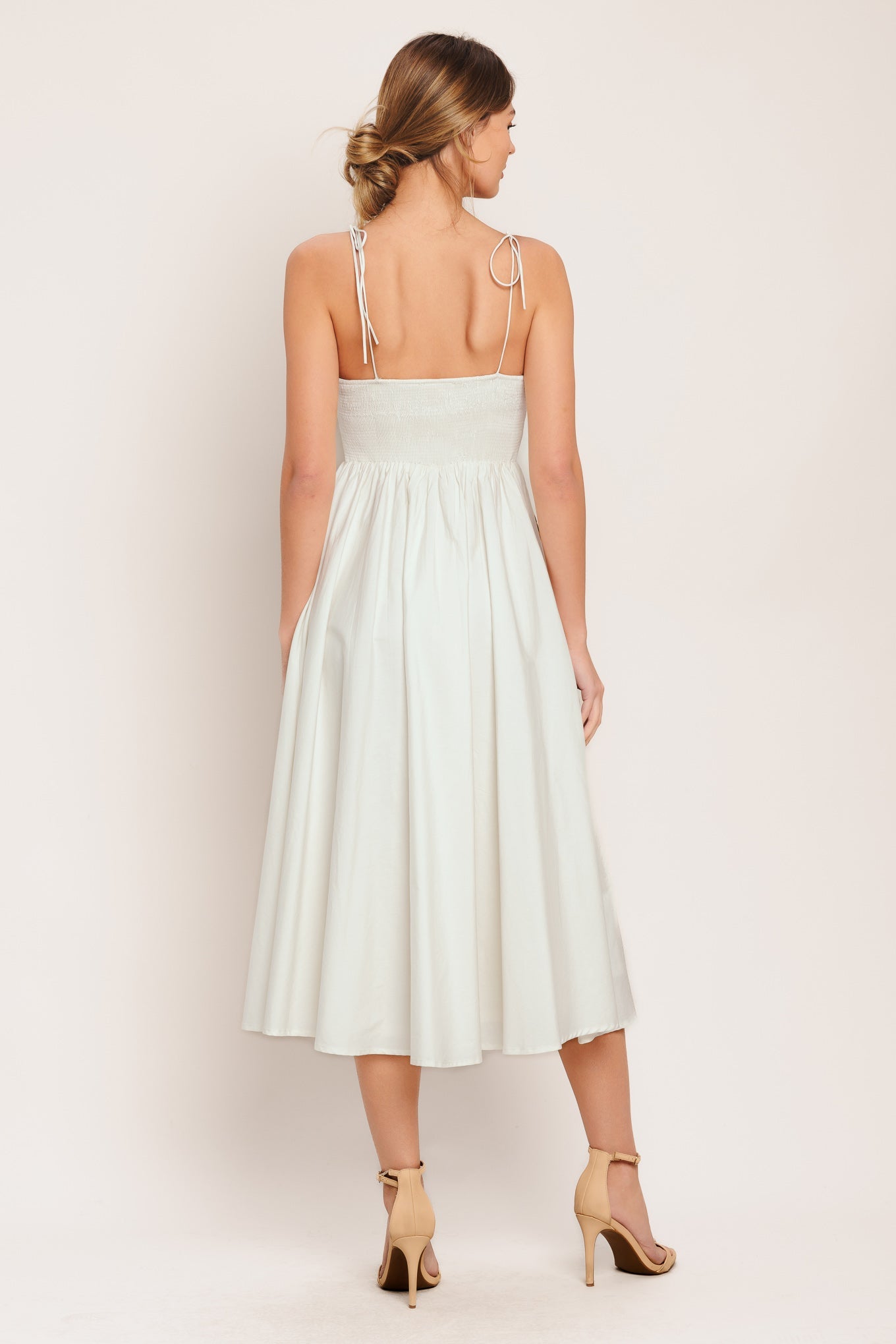 POETIC BLOOM IVORY FLORAL MIDI DRESS