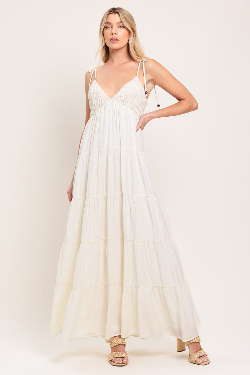 white maxi dress graduation High-Low Lace with Ruffle Hem White / 2 With a knee Kalista Maxi Dress