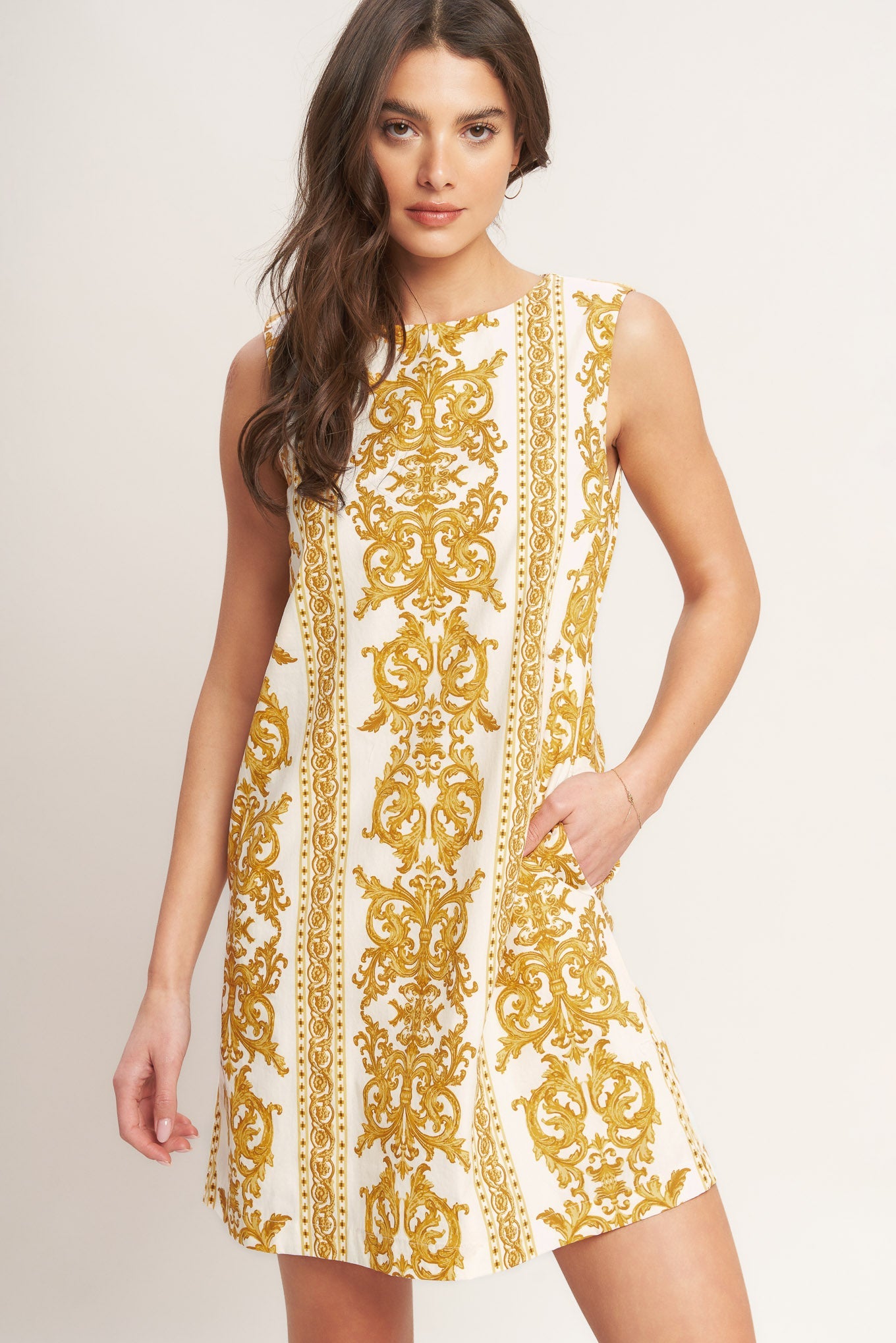 CITY GIRL WITH EDGE YELLOW MINI SHIFT DRESS