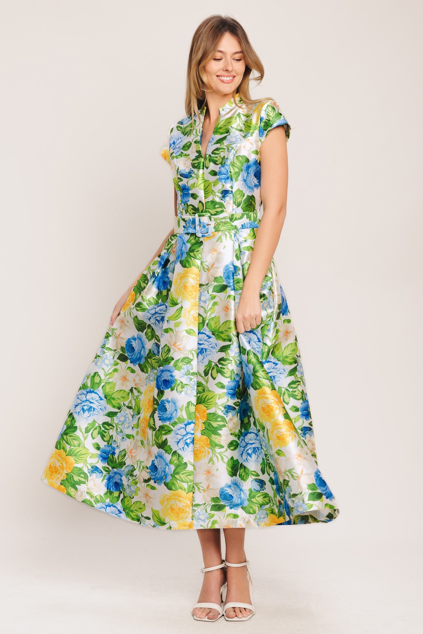 FRESH CANVAS BLUE FLORAL MIDI DRESS