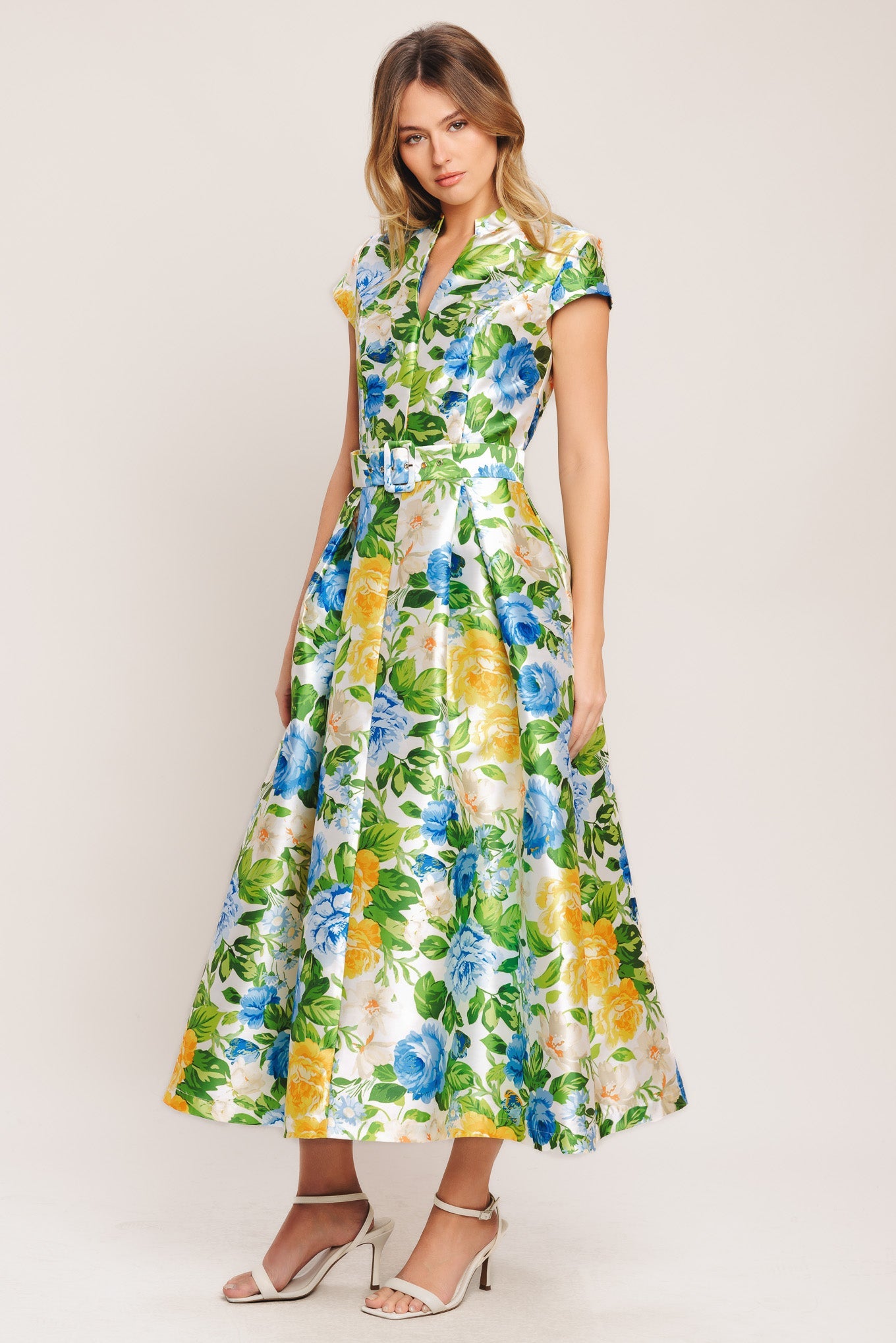 FRESH CANVAS BLUE FLORAL MIDI DRESS