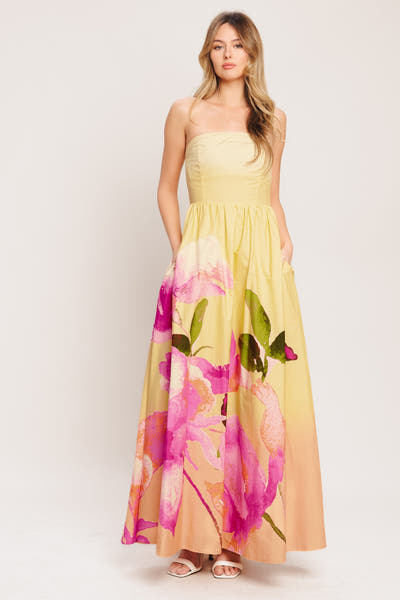 DREAMY OMBRE LIGHT YELLOW MAXI DRESS - FINAL SALE