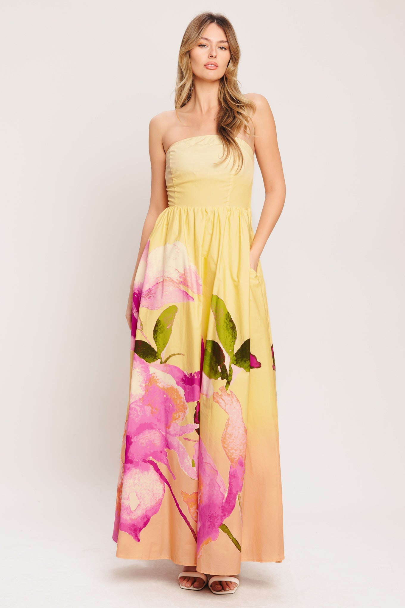 DREAMY OMBRE LIGHT YELLOW MAXI DRESS