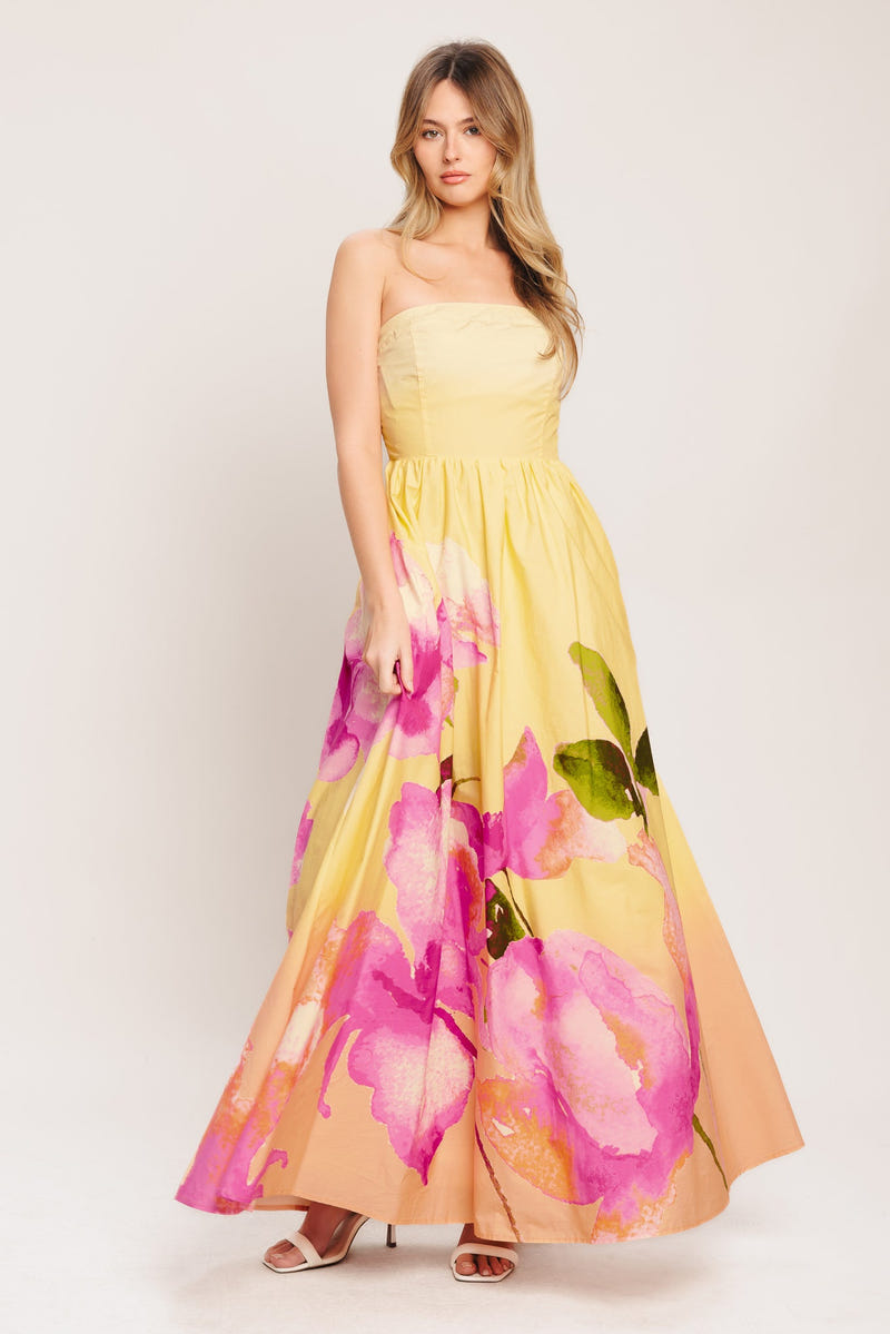 DREAMY OMBRE LIGHT YELLOW MAXI DRESS