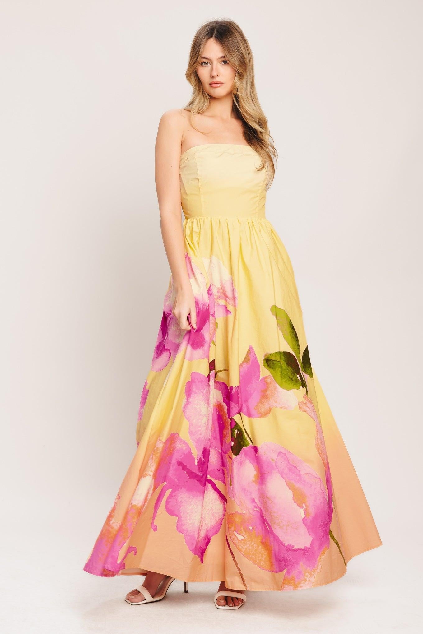 yellow ombre dress Lady Black Tie - Dreamy Ombre Light Yellow Maxi Dress