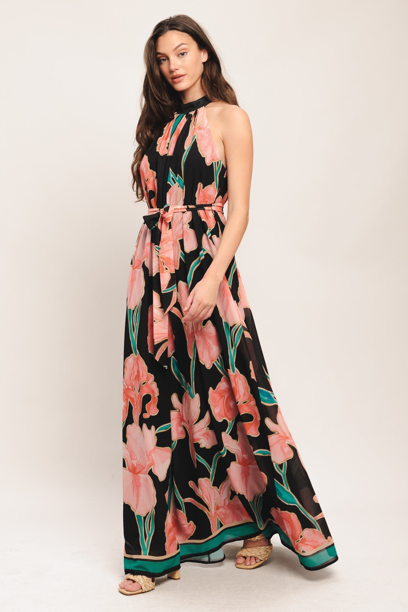 GARDEN NOIR BLACK FLORAL MAXI DRESS