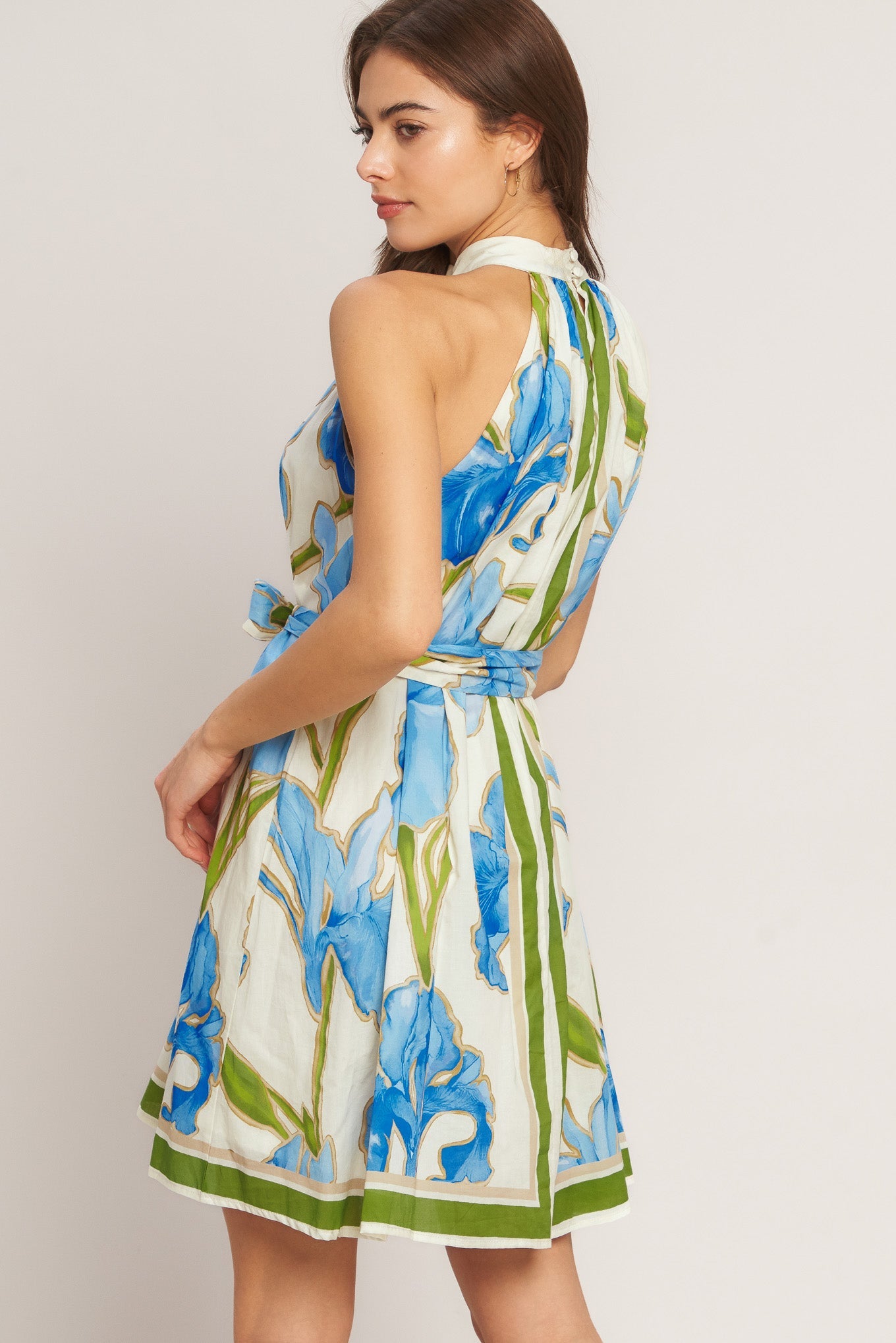 azure mini dress floral Babydoll Mini Dress | Evil eye Moroccan Blue