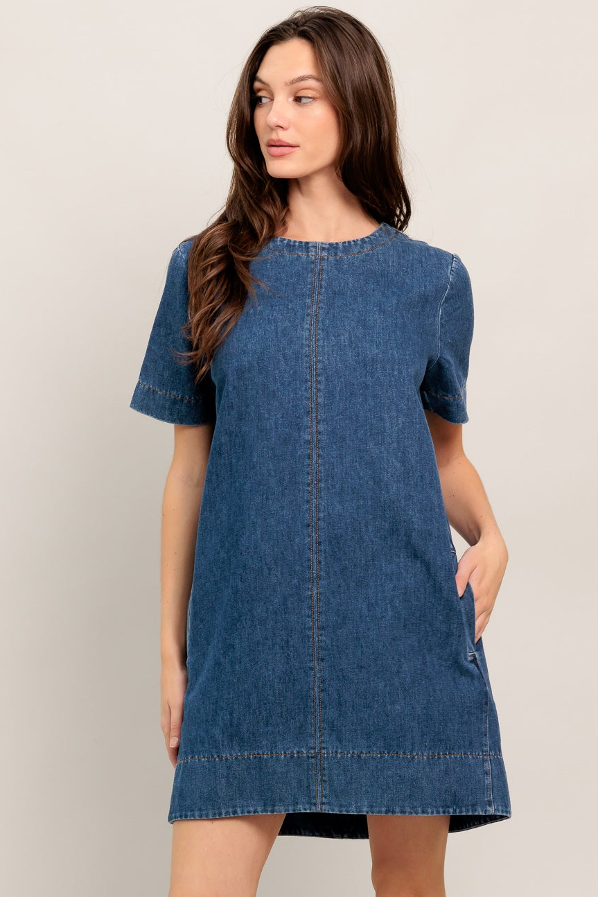 WEEKDAY CHIC - SLEEVELESS DENIM MINI DRESS
