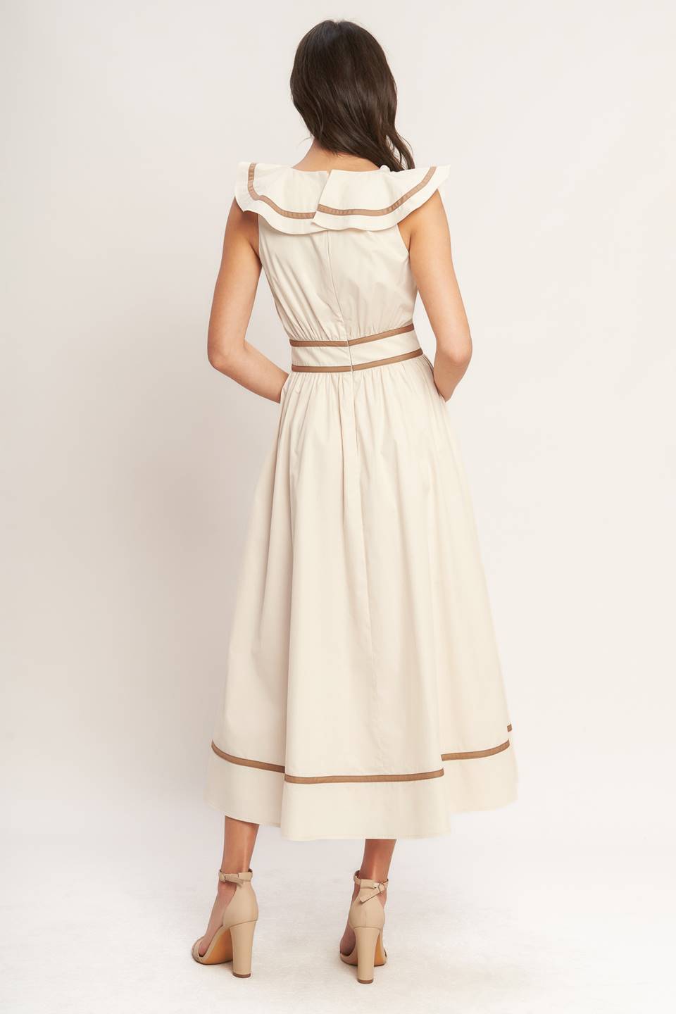 BREEZE CANVAS RUFFLE MIDI DRESS