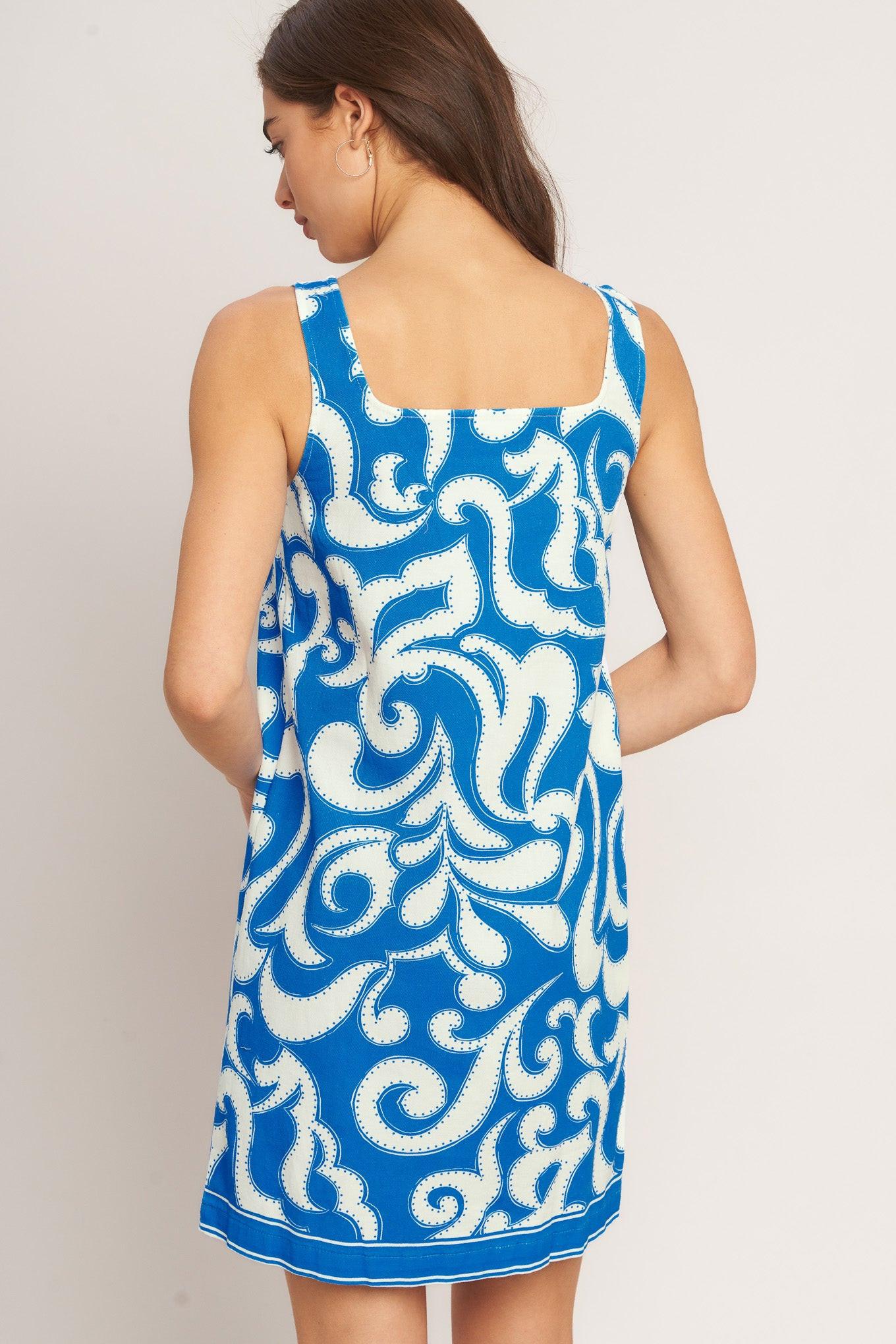 azure mini dress floral Azure Floral Print Halter Neck Mini Dress