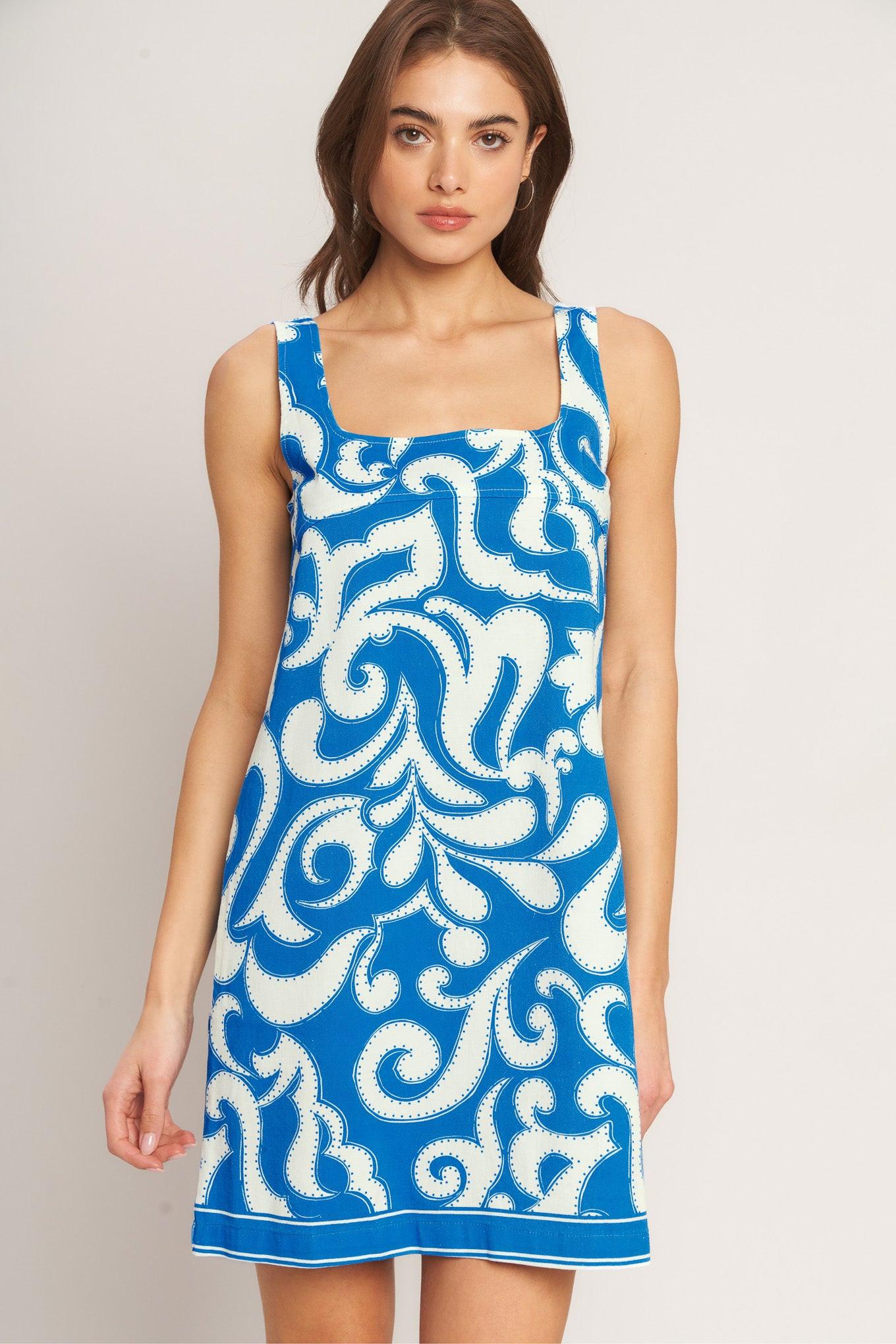 blue swirl dress Lady Black Tie - Azure Swirl Blue Mini Dress