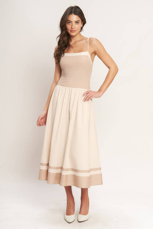 SPRING HARMONY COLOR BLOCKED MIDI DRESS