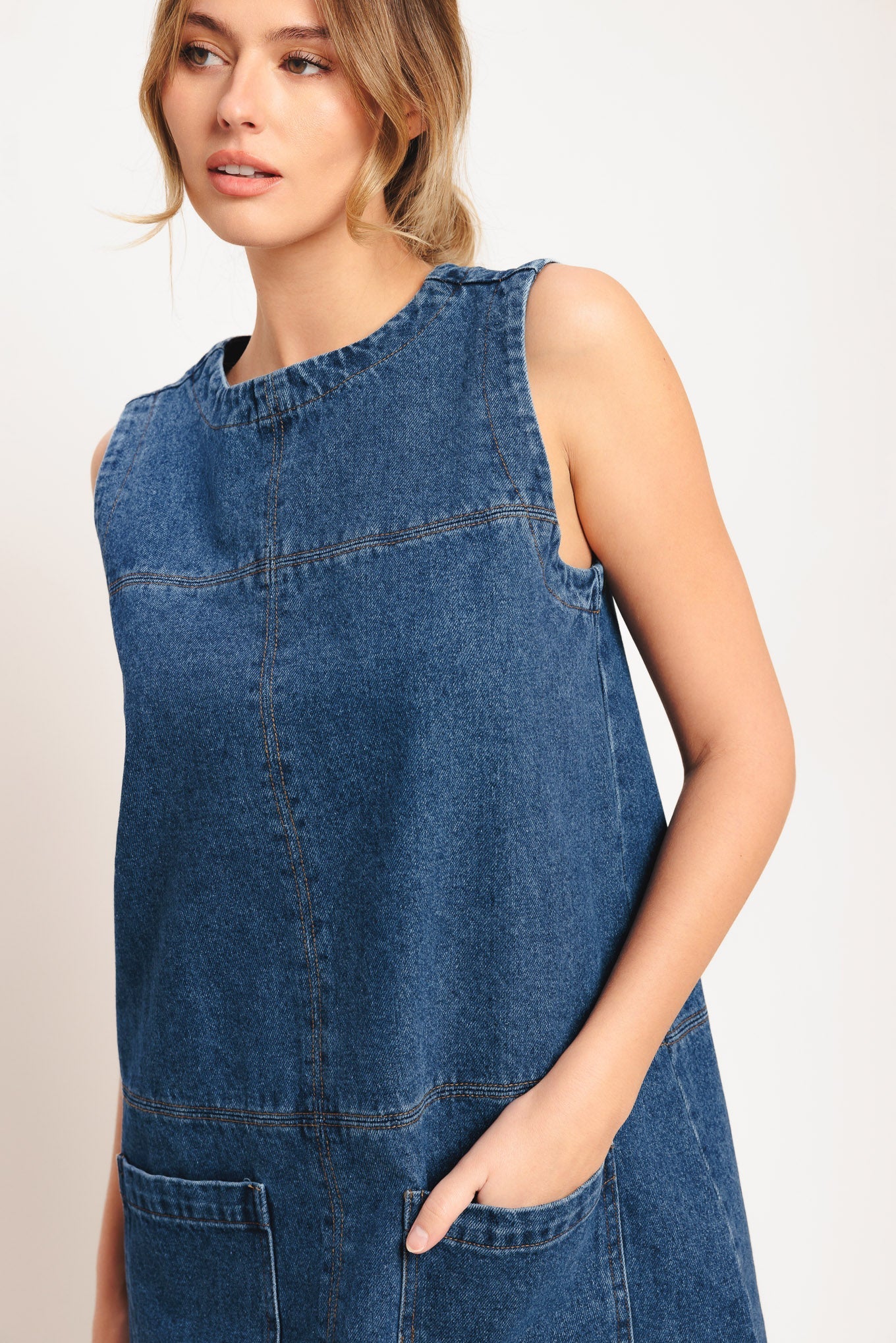denim shift dress women Stretch Denim Shift Dress