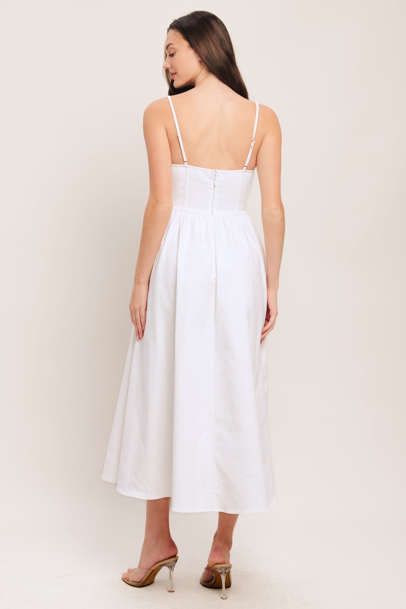 CLOUD PETAL WHITE DENIM MIDI DRESS