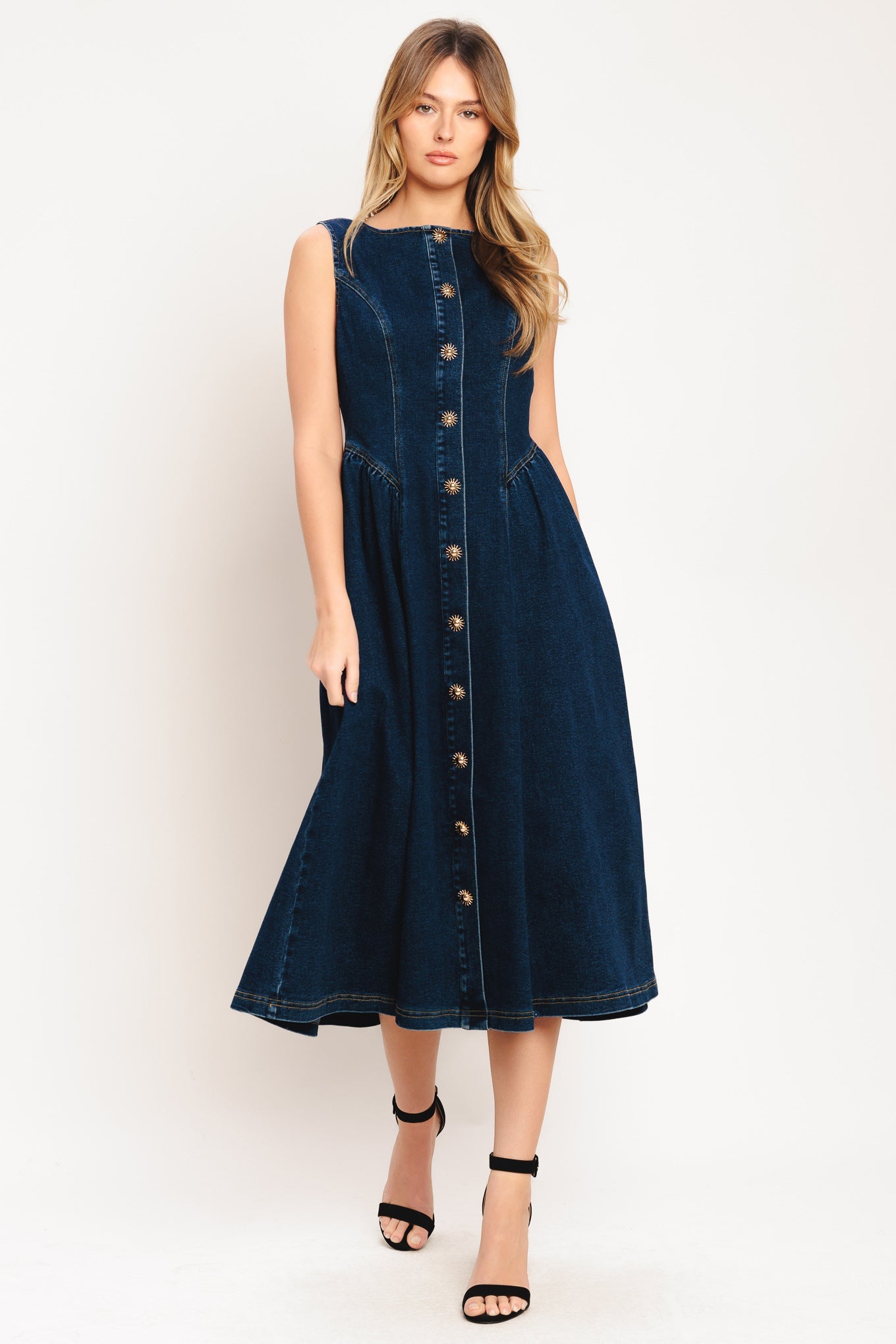 RAY OF LIGHT - ONE SHOULDER DENIM CUT-OUT DRESS