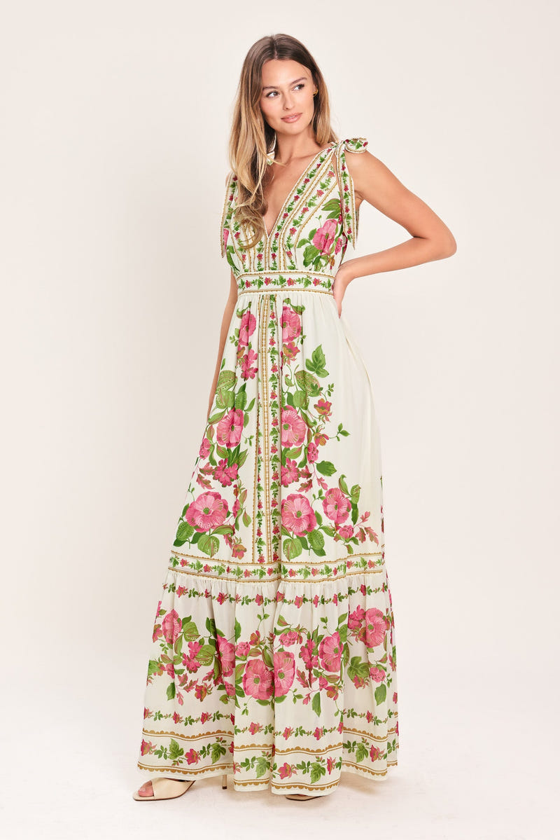 ROSE VINE ROMANCE MAXI DRESS