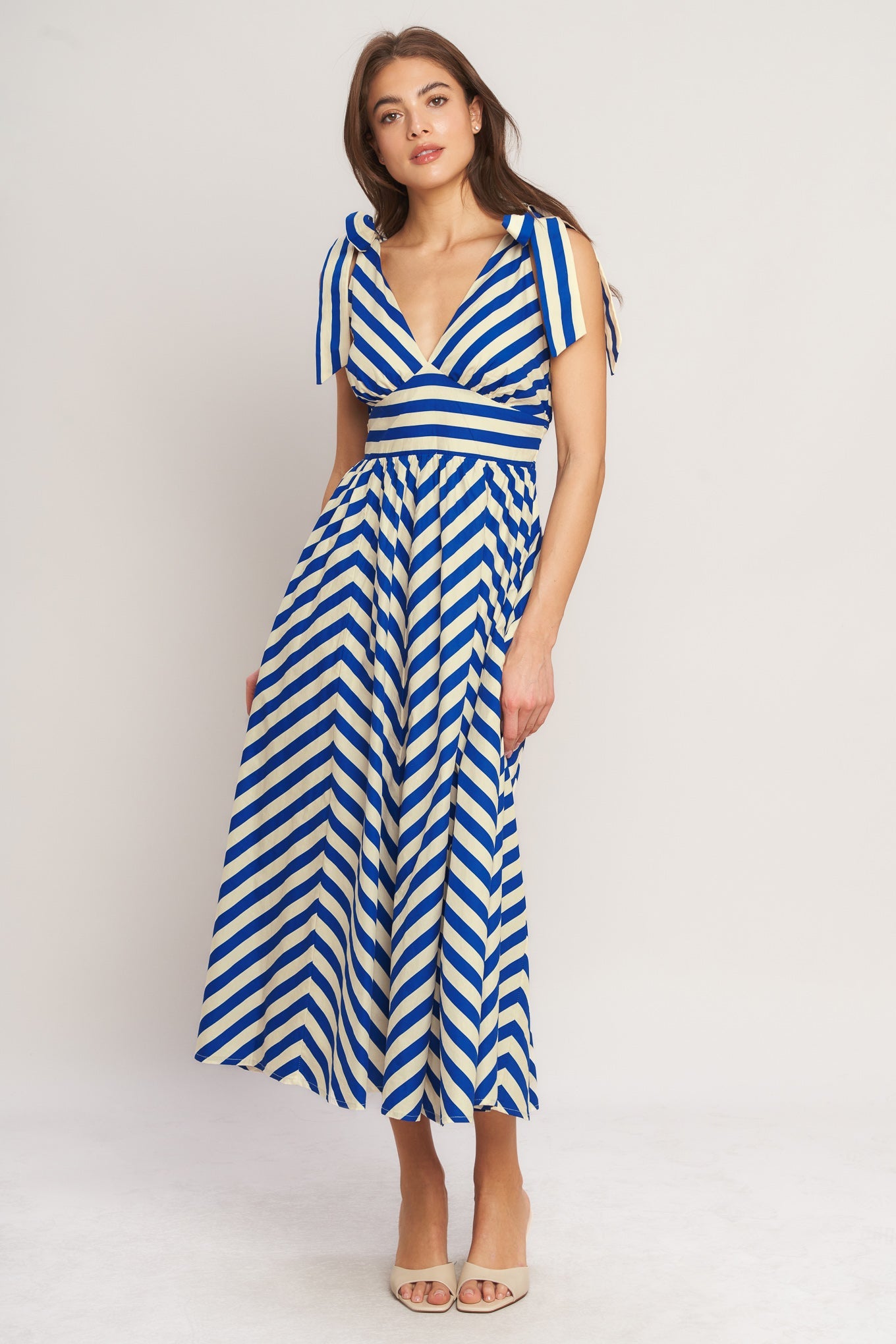 BLUE VOYAGE STRIPE MIDI DRESS | Lady Black Tie BLUE VOYAGE STRIPE MIDI DRESS | Lady Black Tie