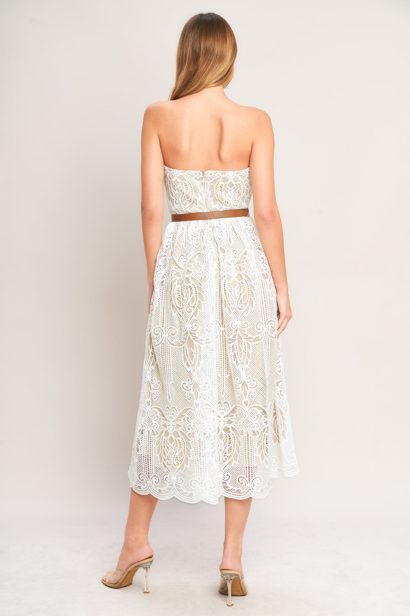 ELEGANT GARDEN LACE MIDI DRESS