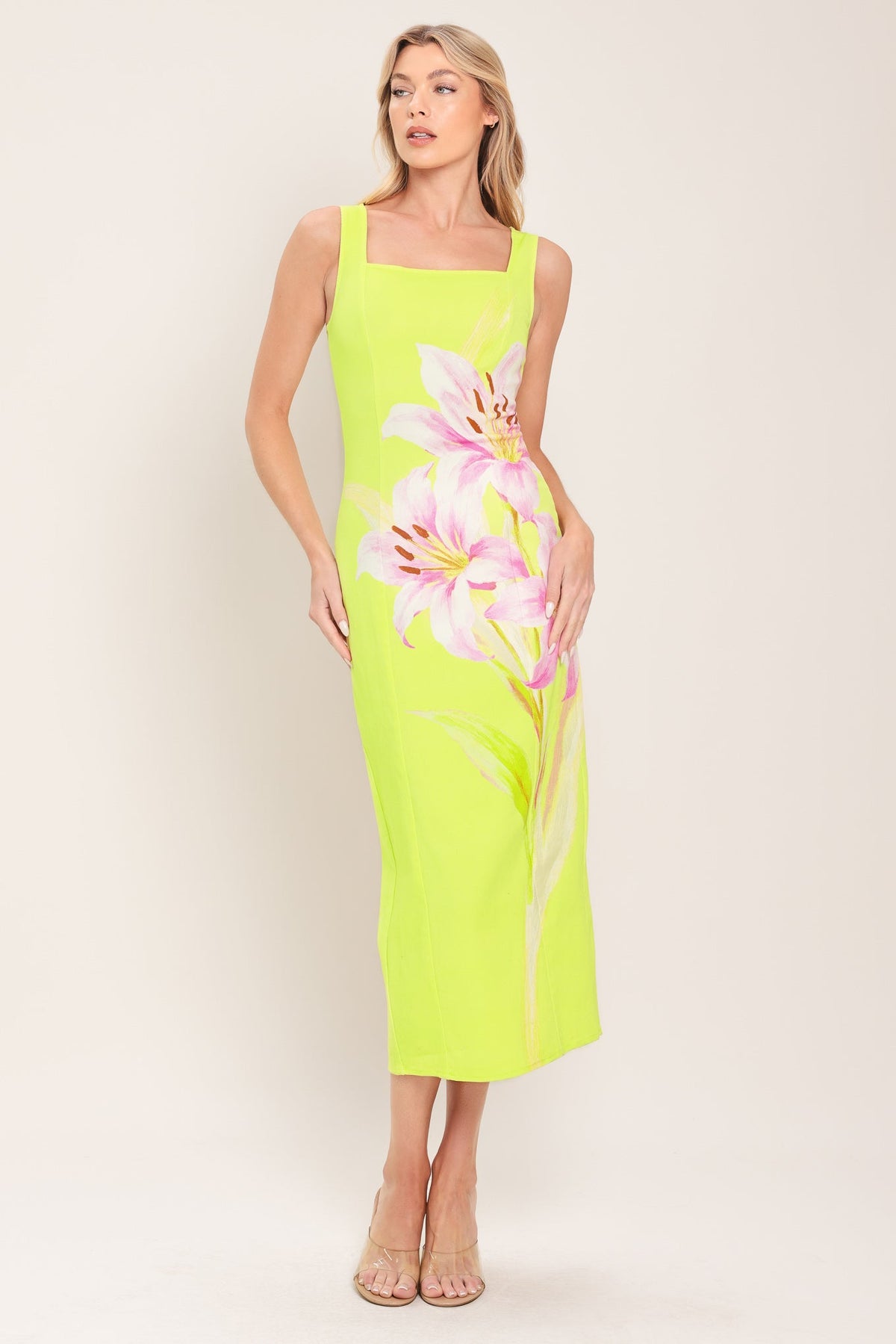 lime cocktail dress Lime Crochet Lace One Shoulder Short Sleeve Midi Dress