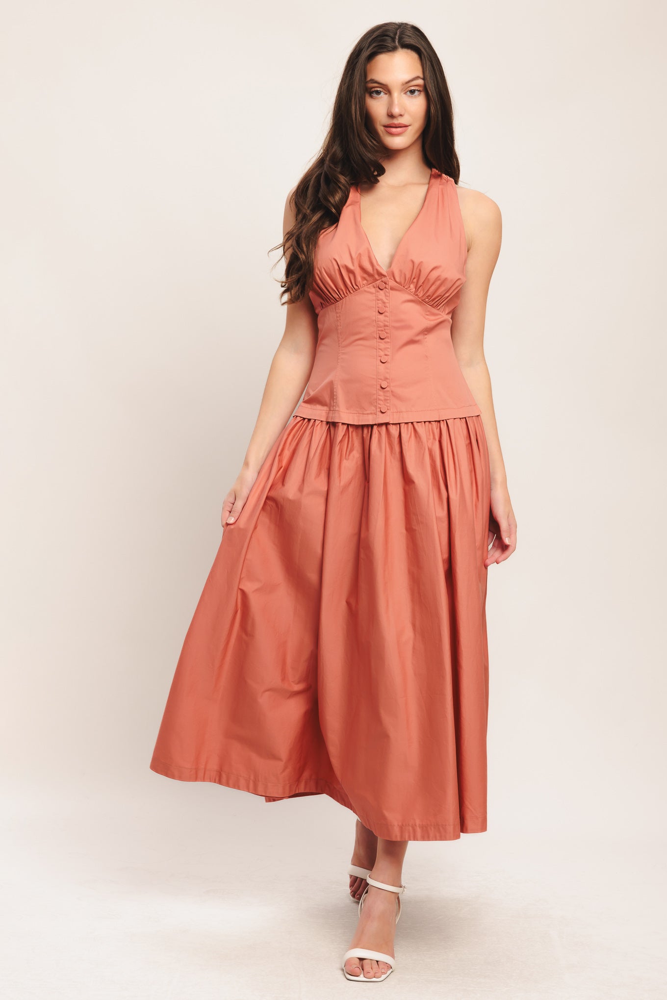 SUNSET MUSE PINK MIDI DRESS