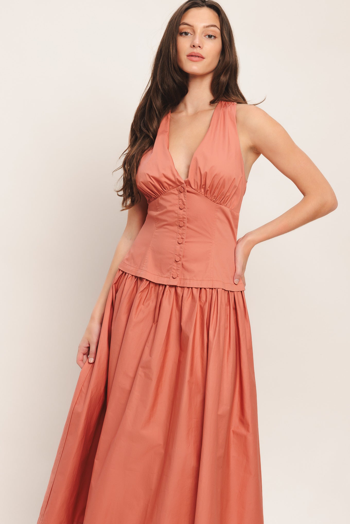 SUNSET MUSE PINK MIDI DRESS