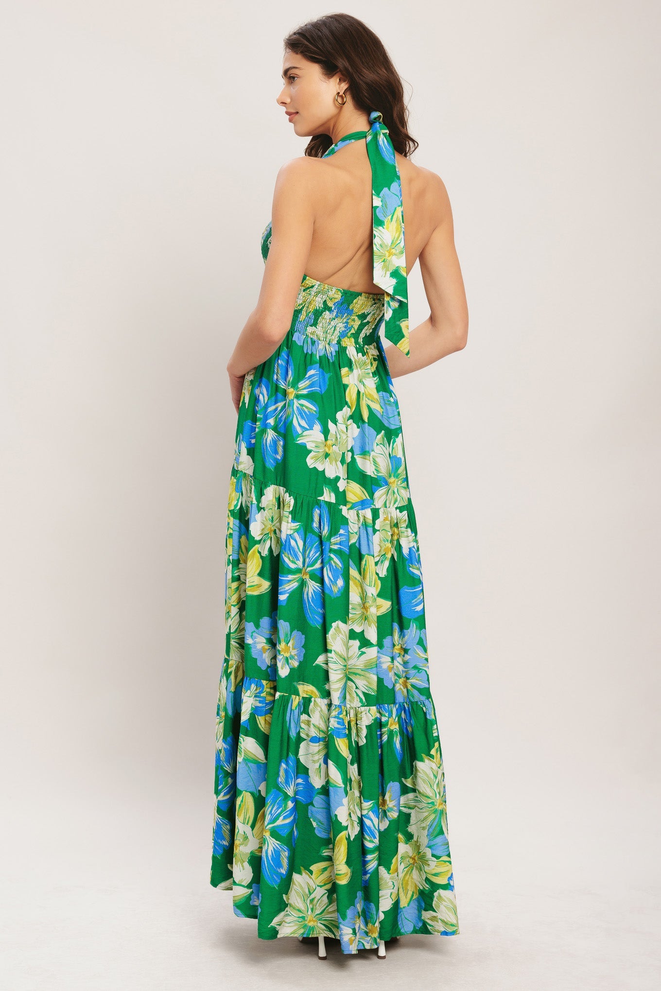 green bloom maxi dress Lady Black Tie - Palm Shore Bloom Green Maxi Dress