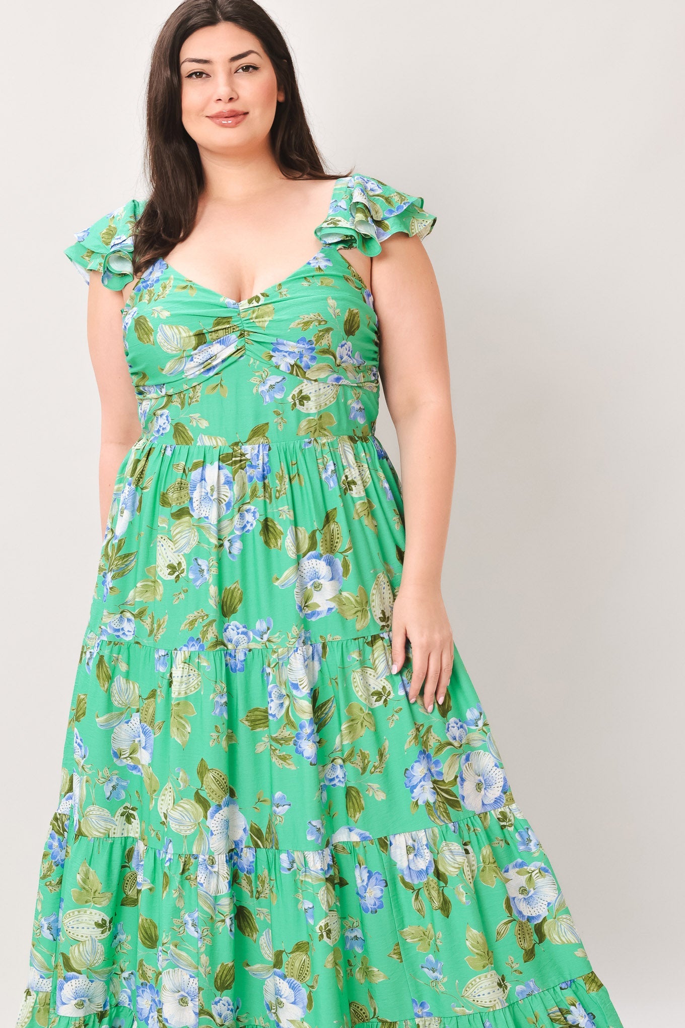 FRESH BLOSSOM GREEN FLORAL MAXI DRESS | Lady Black Tie FRESH BLOSSOM GREEN FLORAL MAXI DRESS | Lady Black Tie