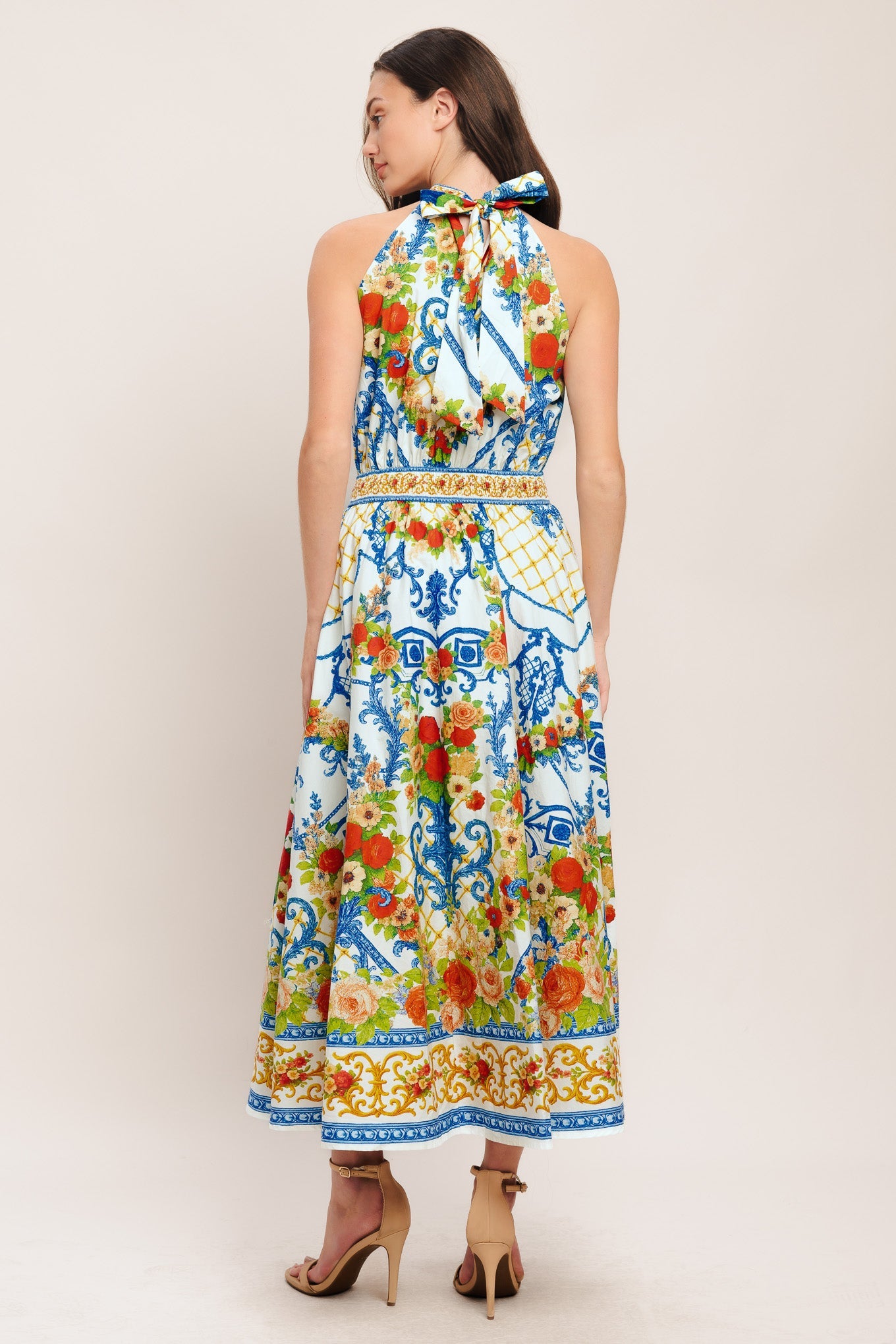 CERAMIC FLORA PRINTED MIDI DRESS
