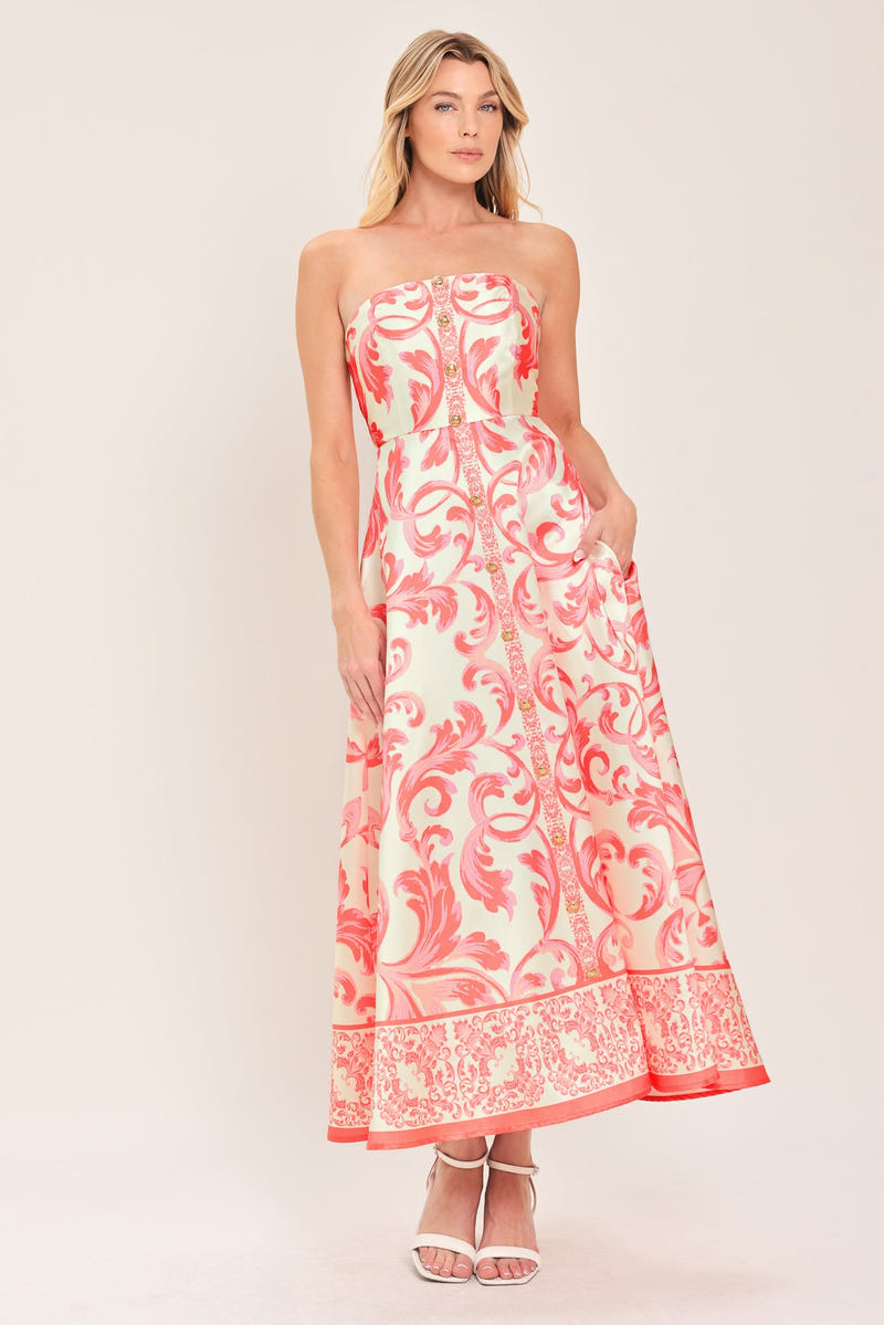 SUNSET ROYALTY PINK MIDI DRESS