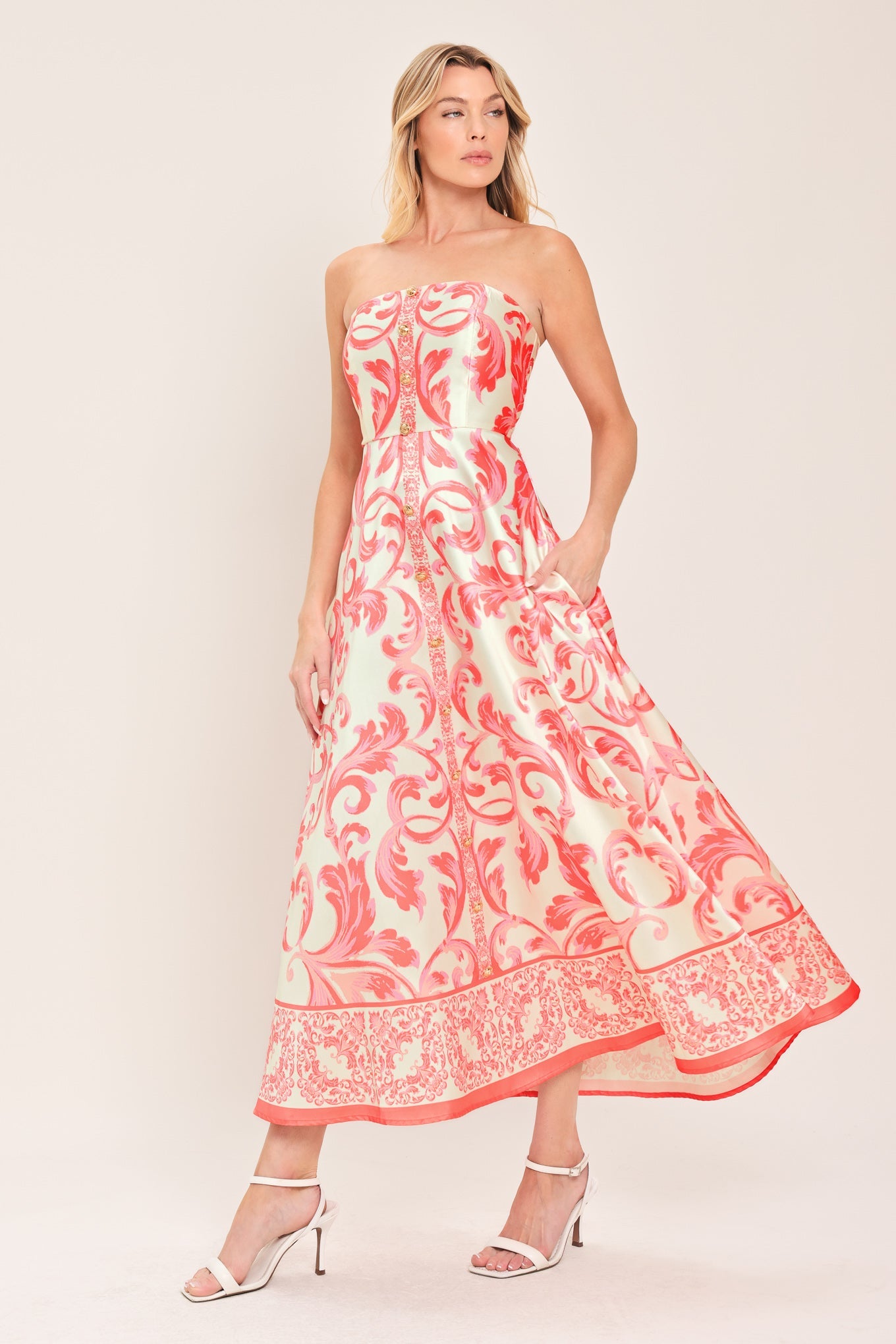 SUNSET ROYALTY PINK MIDI DRESS