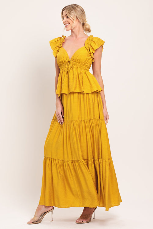 FALLING FOR YOU - MUSTARD YELLOW MAXI DRESS
