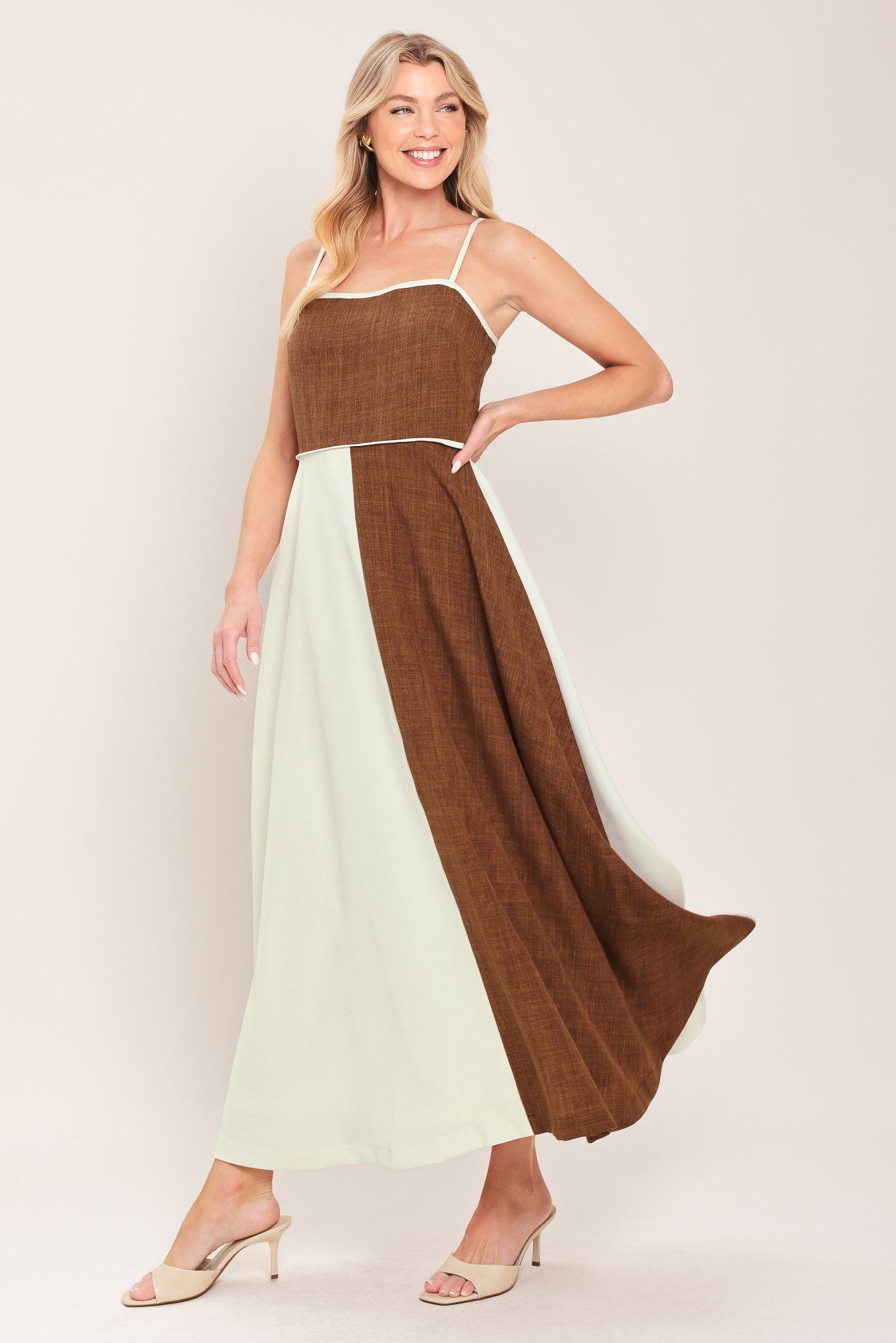 Lady Black Tie - Sienna Form Color Block Midi Dress - Size M Lady Black Tie - Sienna Form Color Block Midi Dress - Size M
