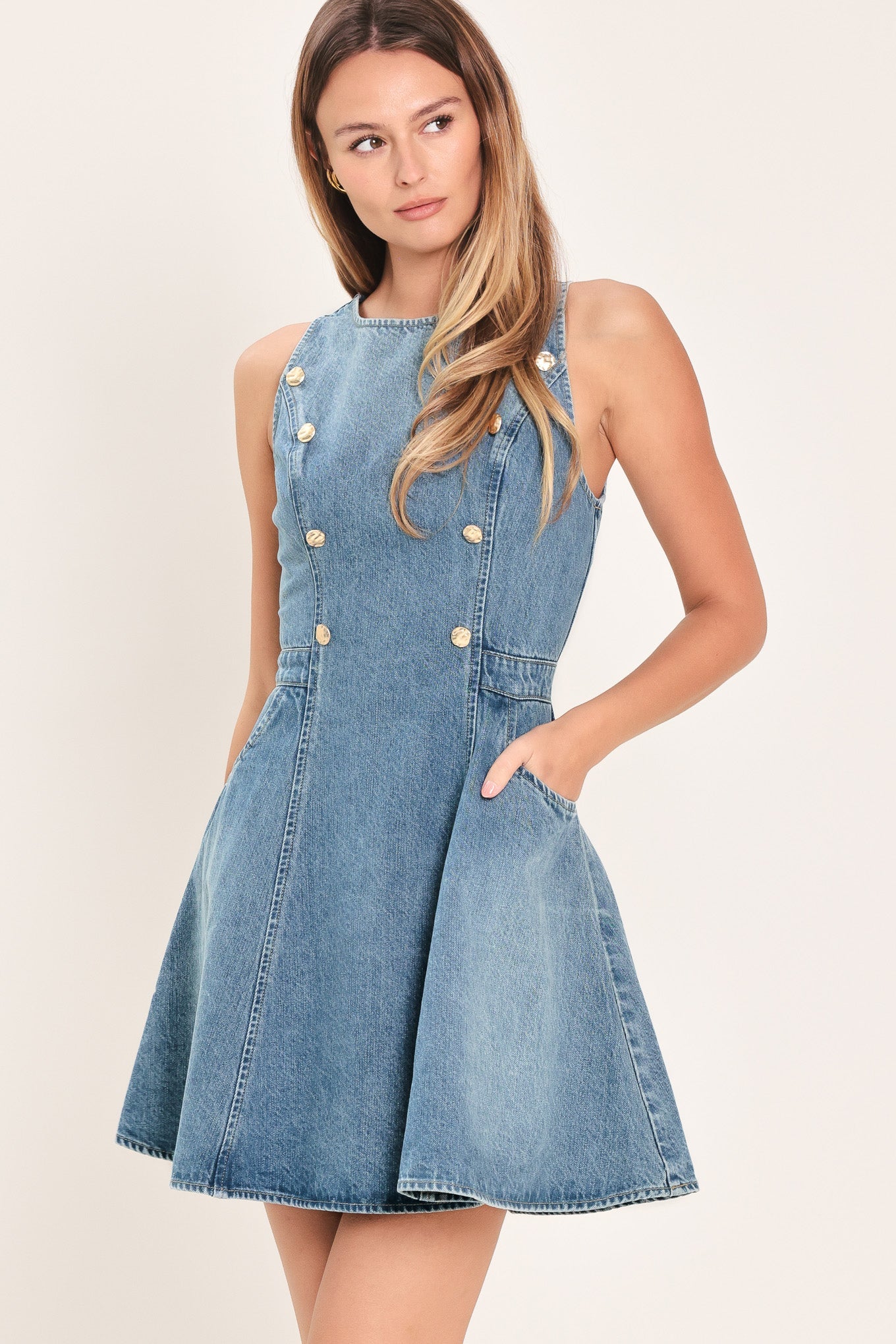 cocktail denim dress CLASSIC CHIC DENIM MINI DRESS