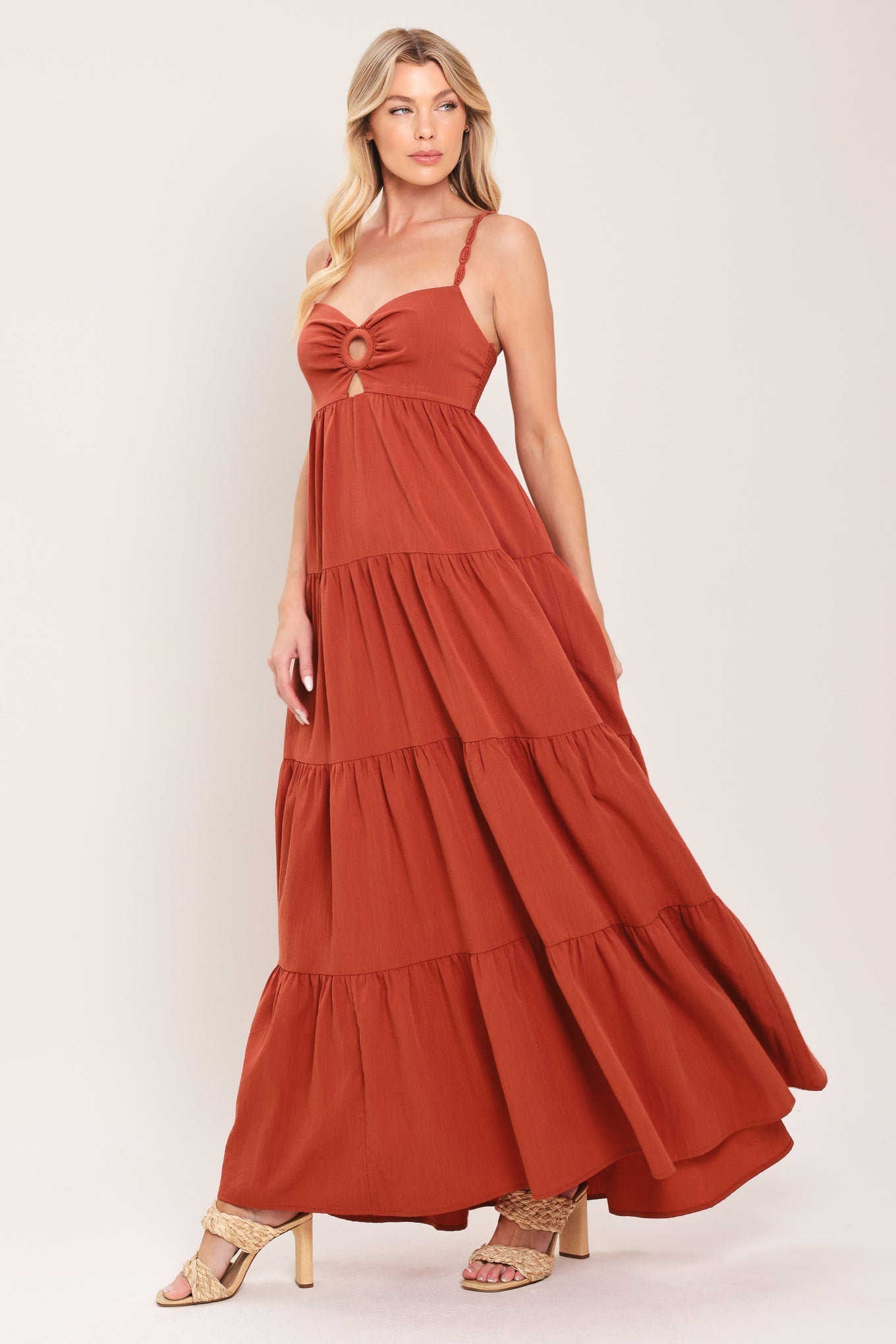 Lady Black Tie - Amber Wave Terracotta Maxi Dress - Size M Lady Black Tie - Amber Wave Terracotta Maxi Dress - Size M