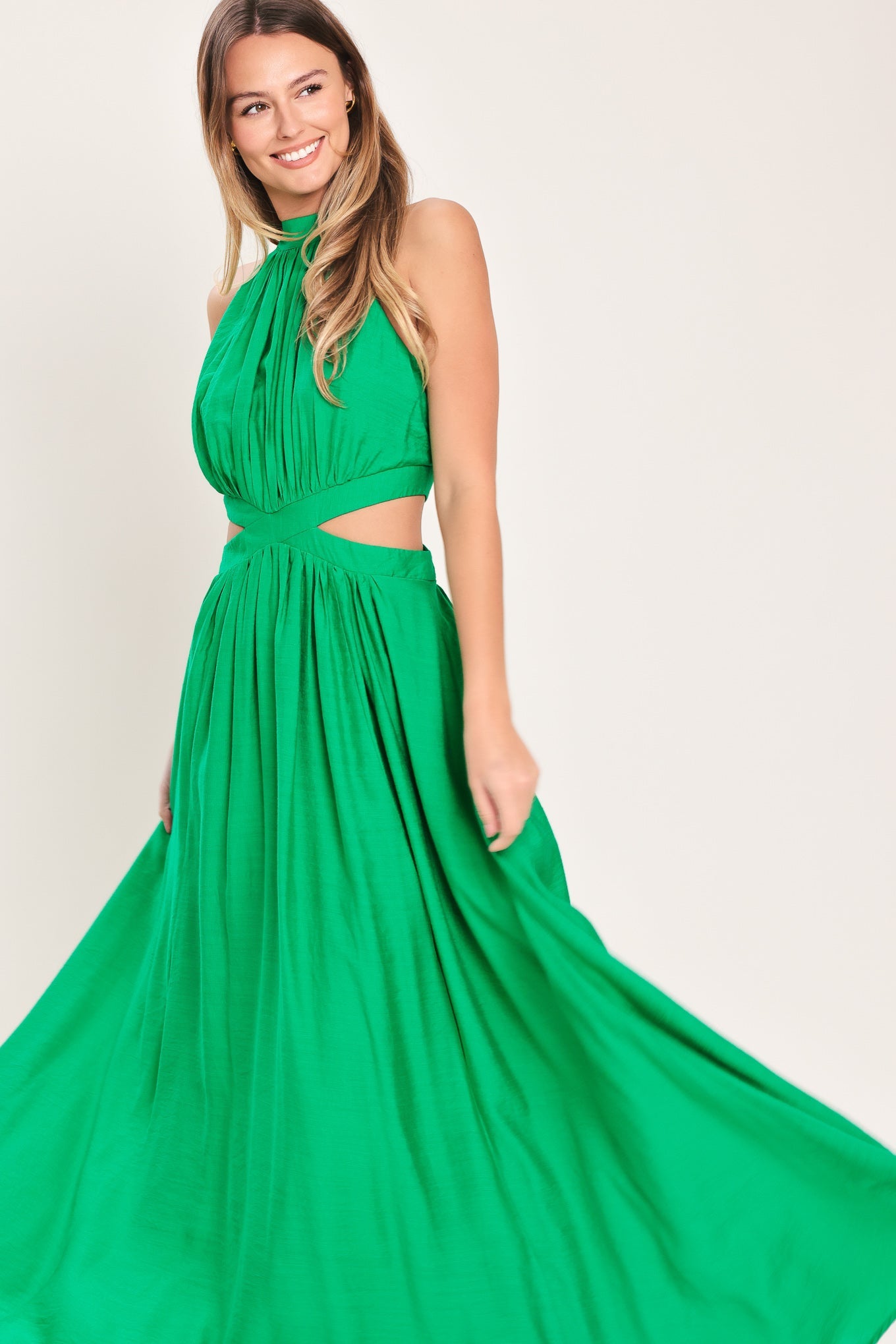 HALTER MAXI DRESS WITH SIDE CUT-OUTS