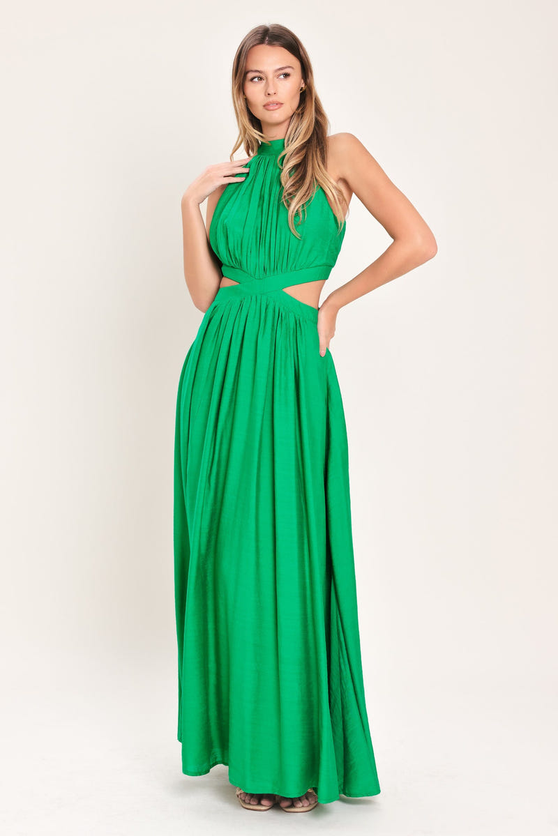 HALTER MAXI DRESS WITH SIDE CUT-OUTS